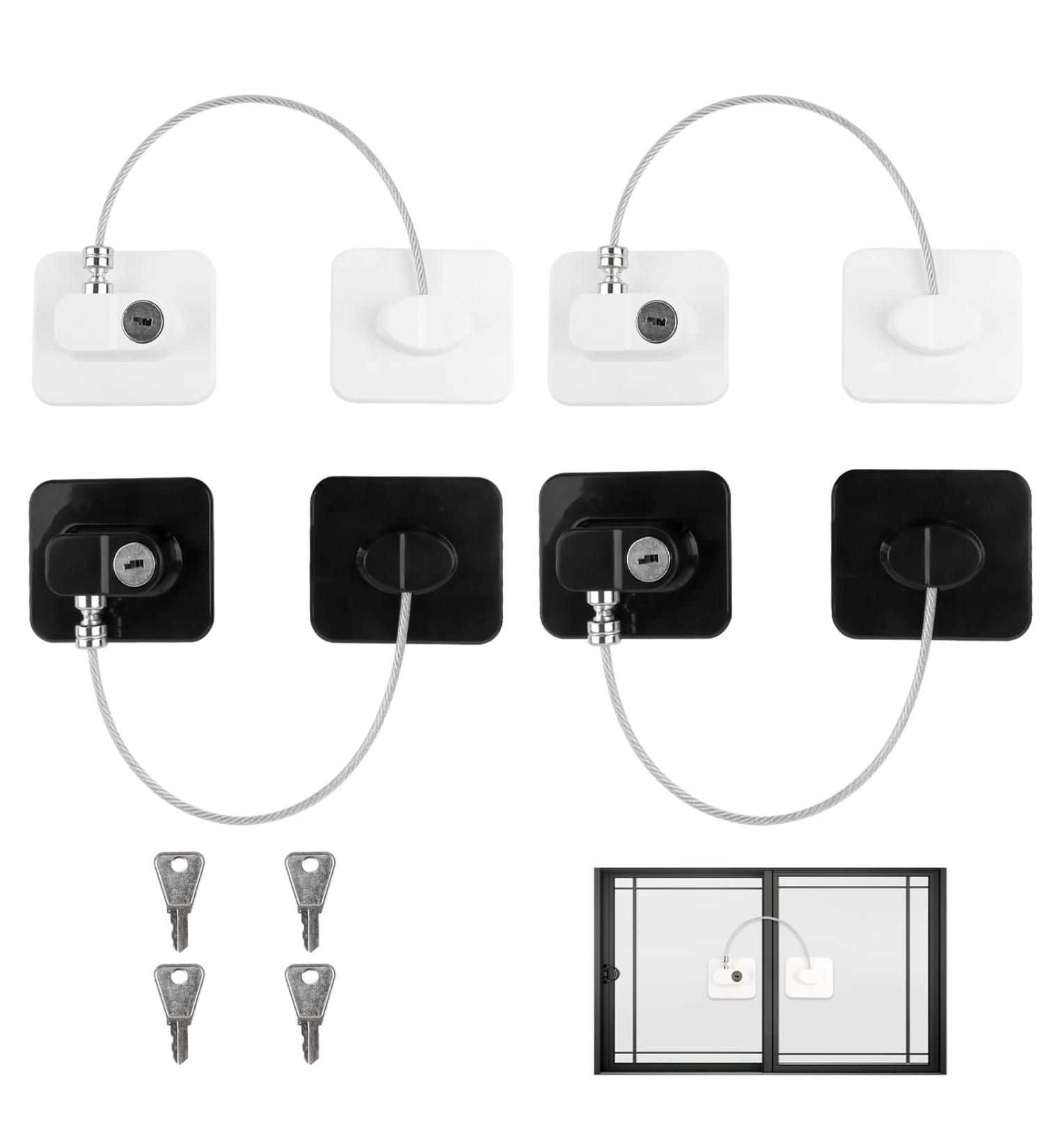 4 Pack Refrigerator Locks with Keys - Child Safety Locks for Closets Drawers & Windows - No Drill Installation - 2 Black & 2 White - Buy Online on GoSupps.com