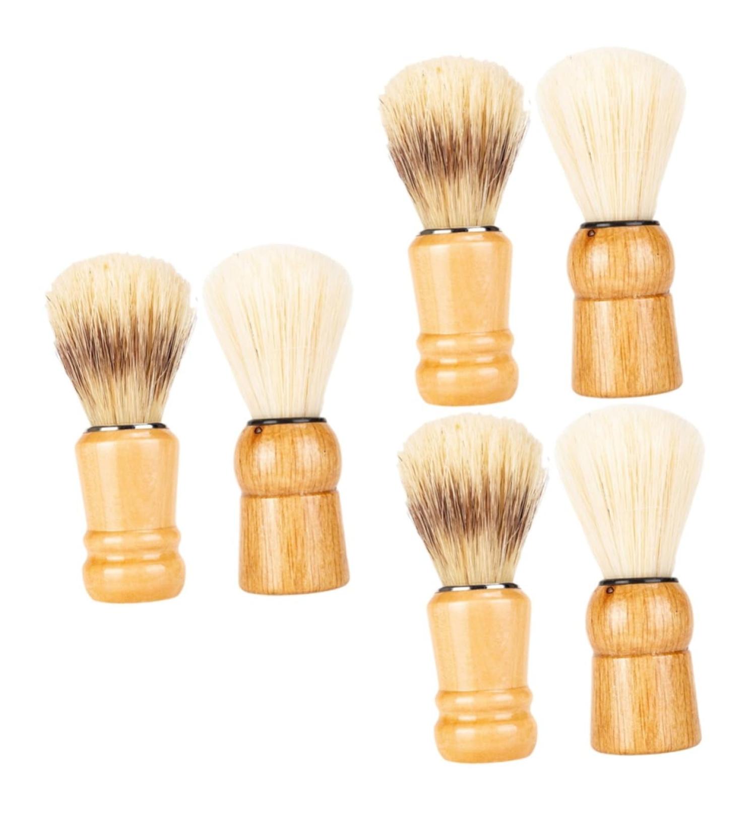 Minkissy 6 STK Bartbrush Razor Brush for Men | Salon Quality Haircase & Shaving Tools | Durable Wood & Nylon Wool Friseur Neck Brush - Buy Online on GoSupps.com
