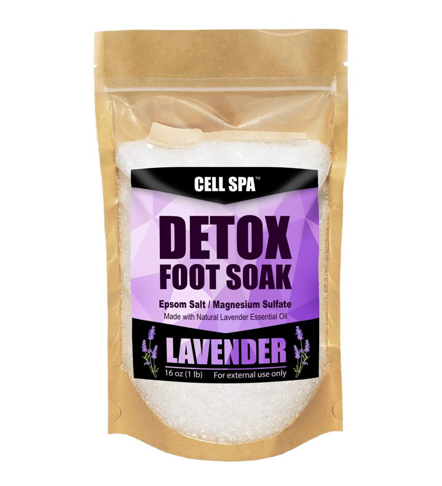 Premium 16oz Lavender Scented Foot Soak Bath with Epsom Salt & Magnesium Sulfate - Detox, Relieve Stress, Eliminate Odors & Soften Feet - Buy Online on GoSupps.com