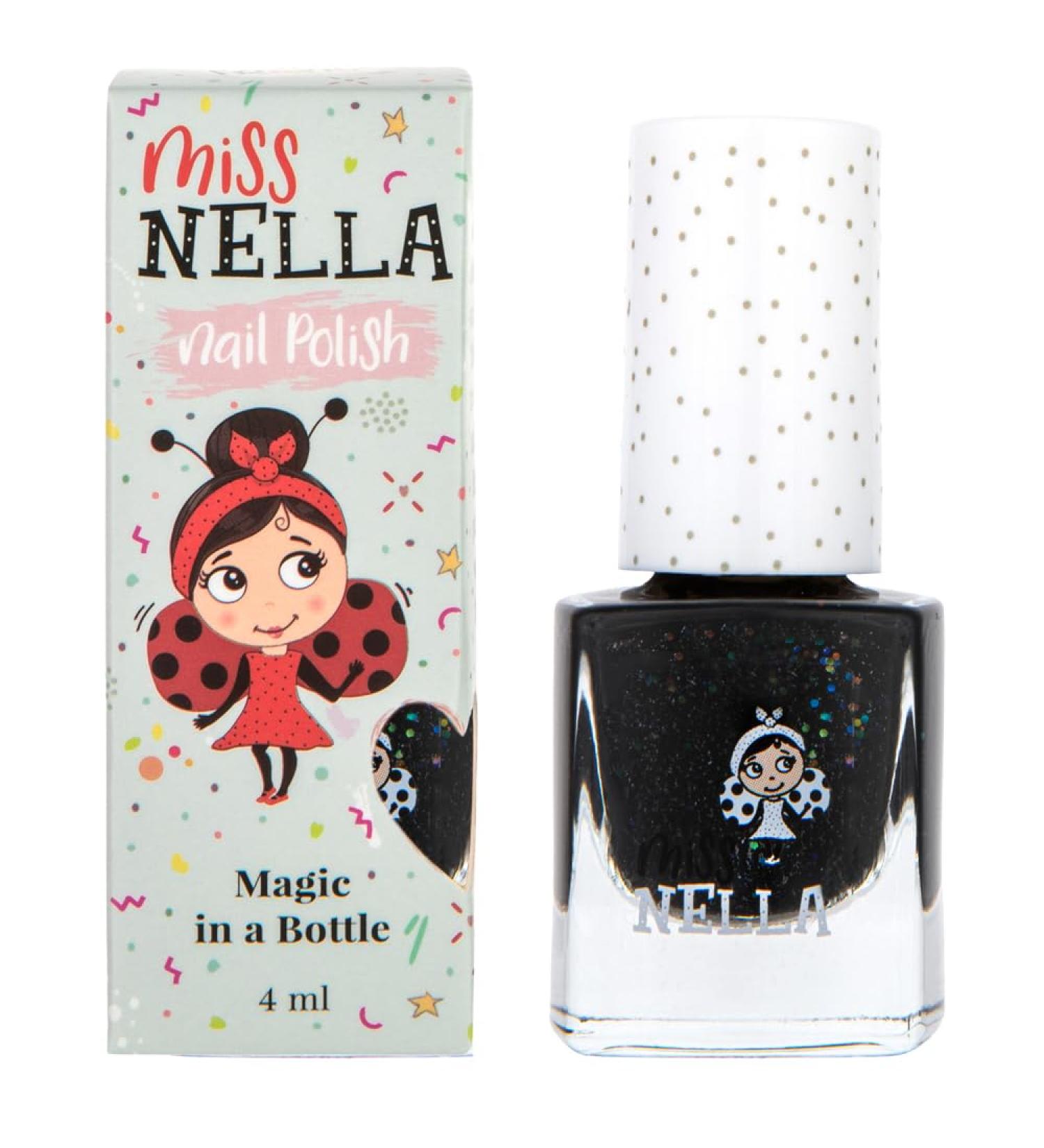 Miss Nella Black Glitter Nail Polish for Kids - Non-Toxic, Odour Free Formula - Water Based & Easy Peel Off - Surprise Party Safe Special - Buy Online on GoSupps.com