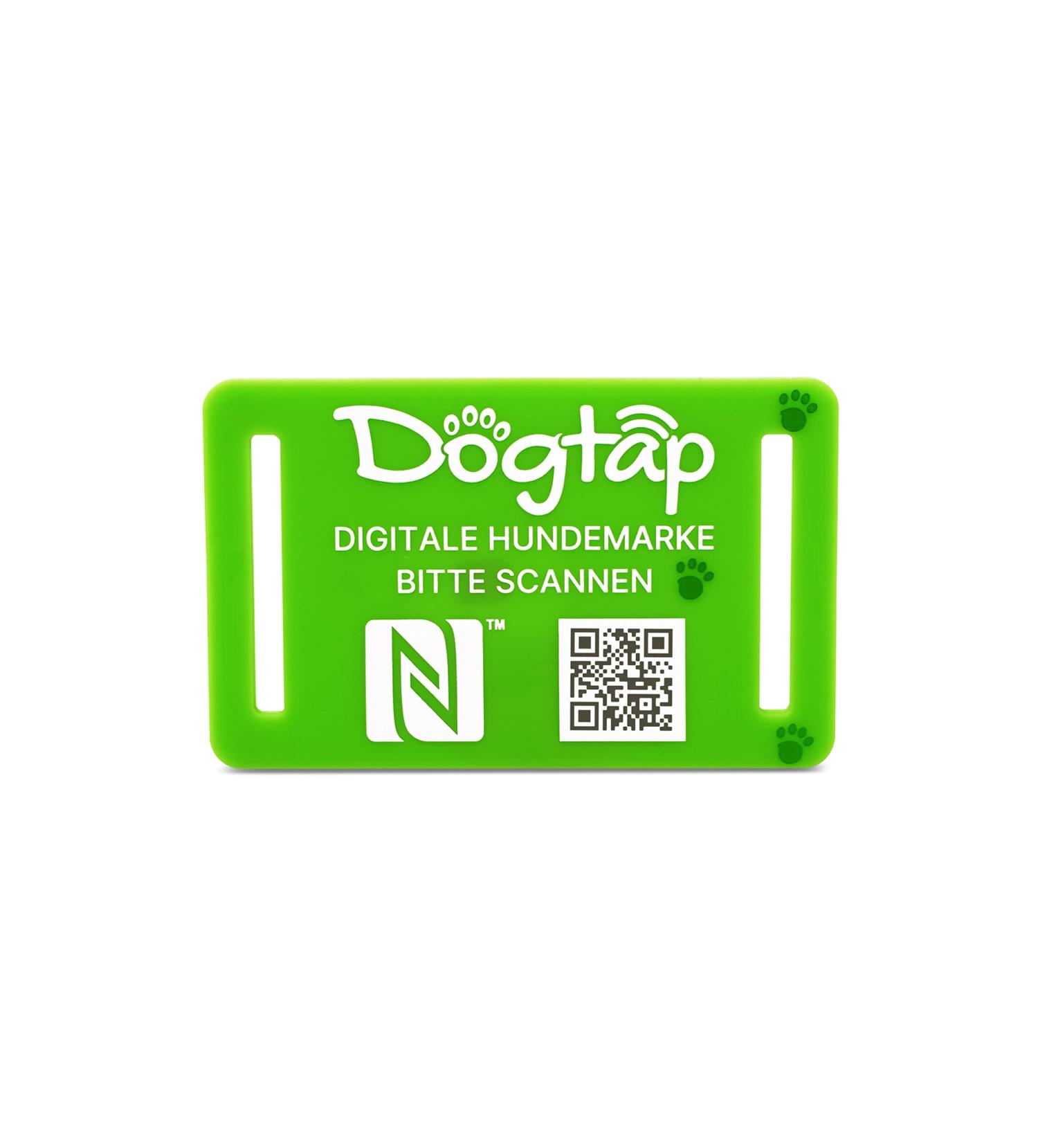 DogTap Light Big - Waterproof Silicone Dog Tag with NFC & QR Code for Medium to Large Dogs | 67x40mm Green - International Shipping Available - Buy Online on GoSupps.com