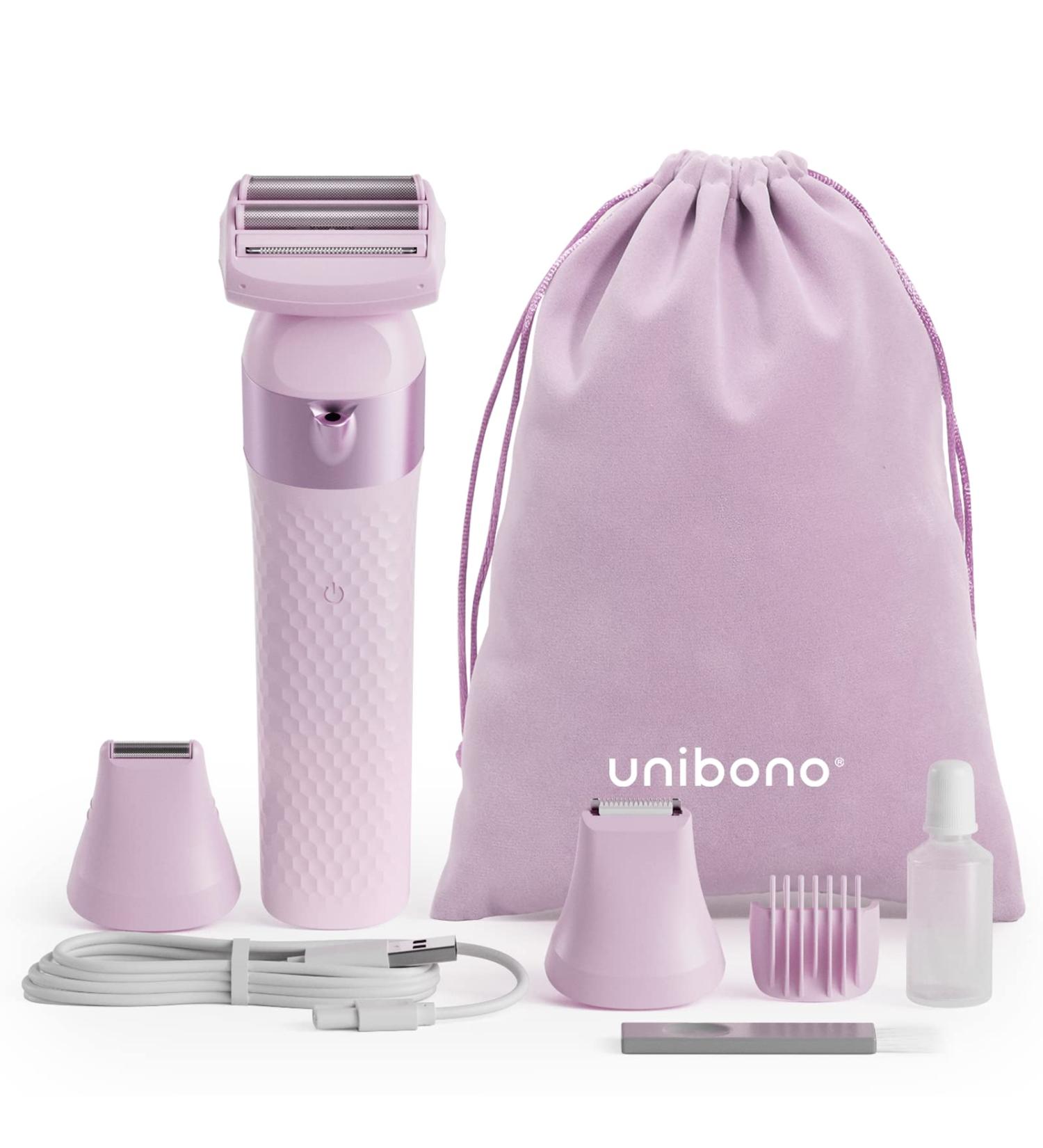 Uniono All-in-One Women's Razor Kit - Electric Ladyshaver with LED Light for Intimate Areas Wet/Dry Bikini Razor USB Charging - Light Pink - Buy Online on GoSupps.com