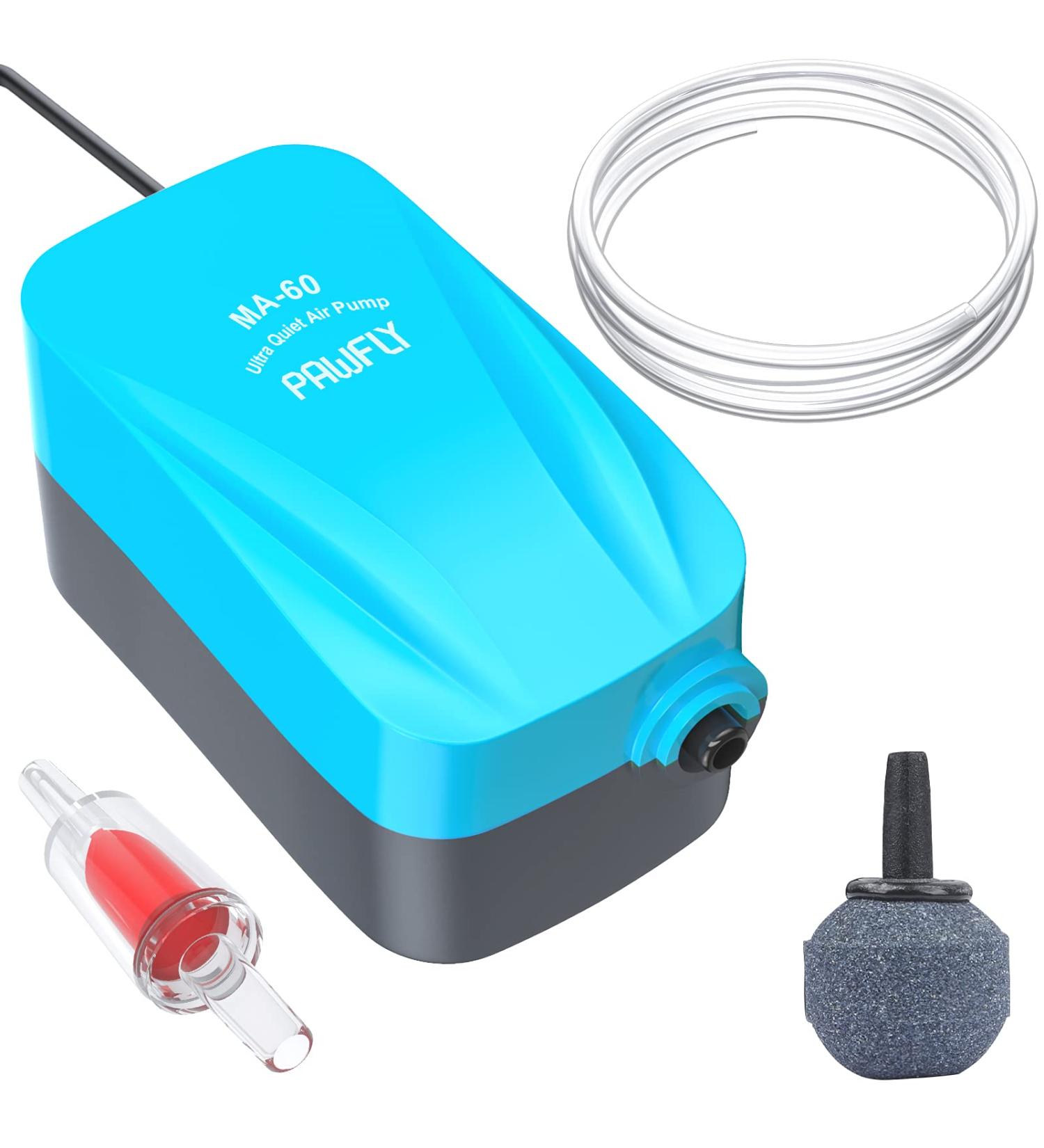 Pawfly 40 GPH Aquarium Air Pump Kit for 5-20 Gallon Tanks - Quiet, Compact Oxygen Aerator with Air Stone, Tubing, and Check Valve - Buy Online on GoSupps.com