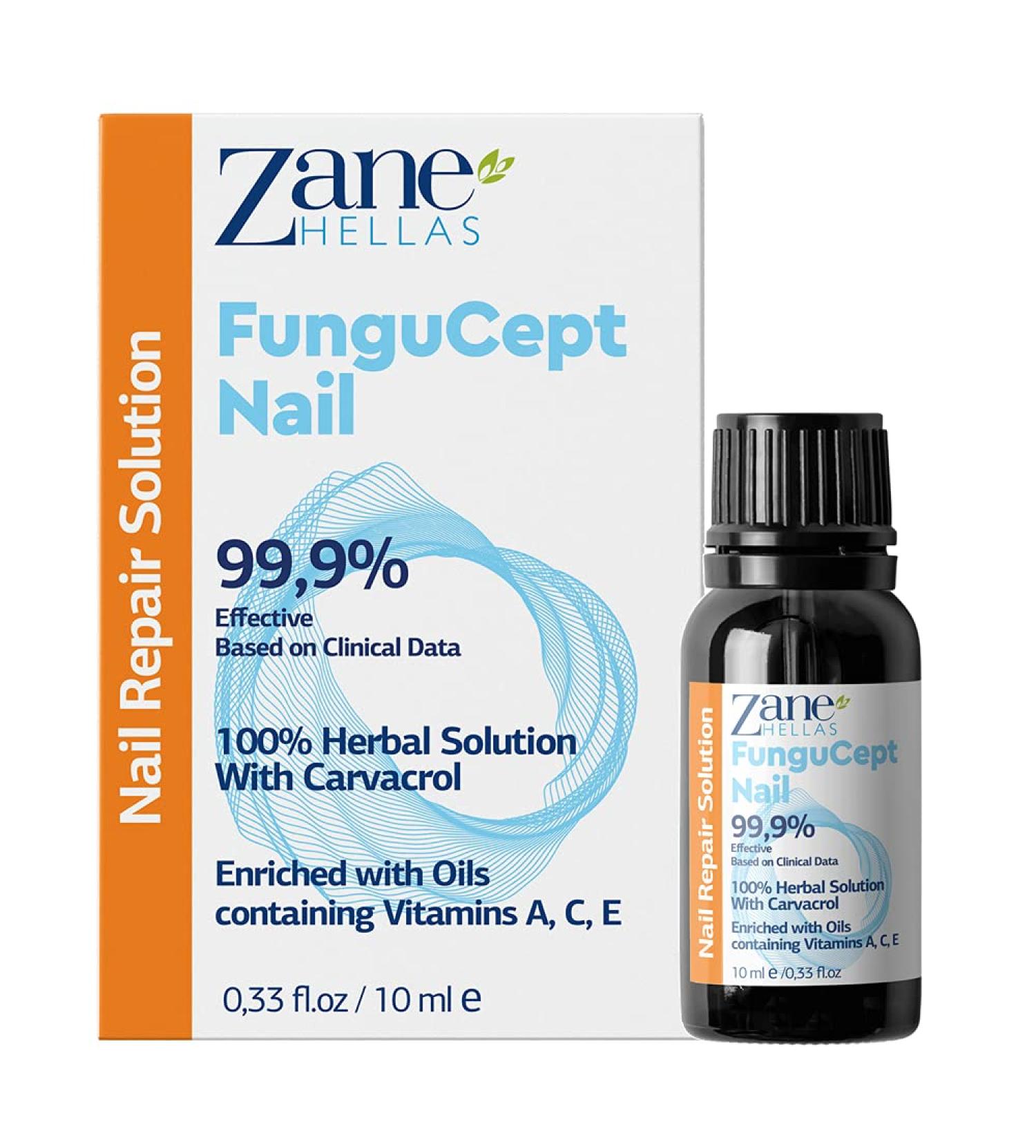 Zane Hellas FunguCept Nail Fungal nail solution Fungal nail solution for discolored thickened crumbled and fungal nails Visible results in 4 weeks 033oz 10ml - Buy Online on GoSupps.com