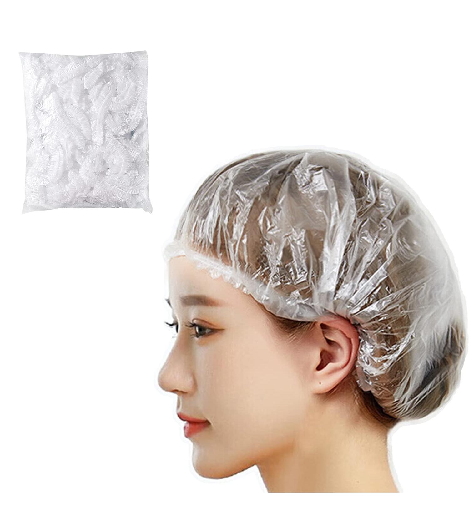 100 Pack Disposable Shower Caps - Waterproof Plastic Hair Cap for Women Kids Girls - Perfect for Travel, Spa, Hotel, Hair Salon - Essential Bath Accessories - Buy Online on GoSupps.com