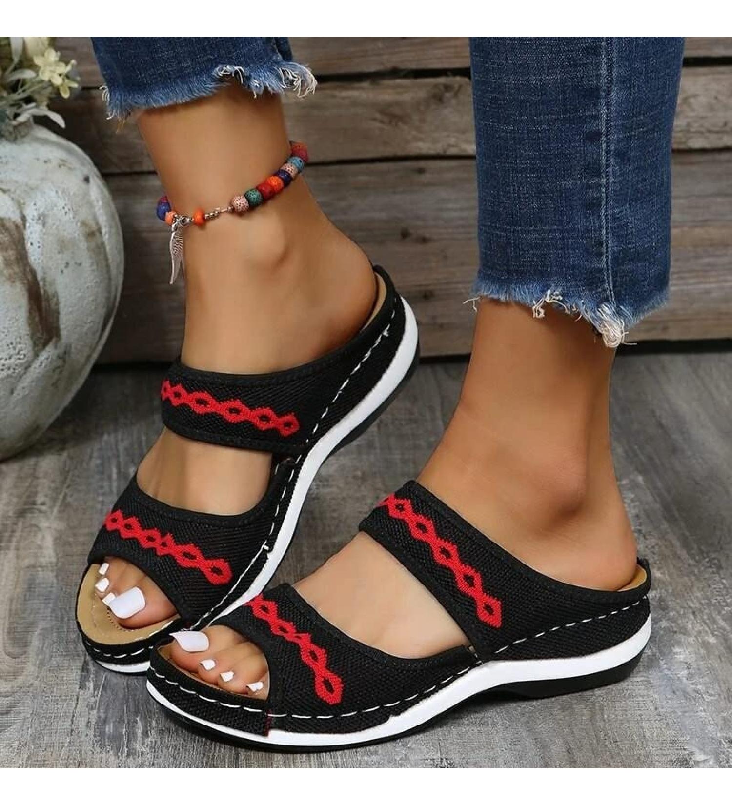 OWTERY Grigral Cross Sandals - Leather Orthopedic Arch Support Diabetic Walking Sandals - Black 3.5 - Buy Online on GoSupps.com