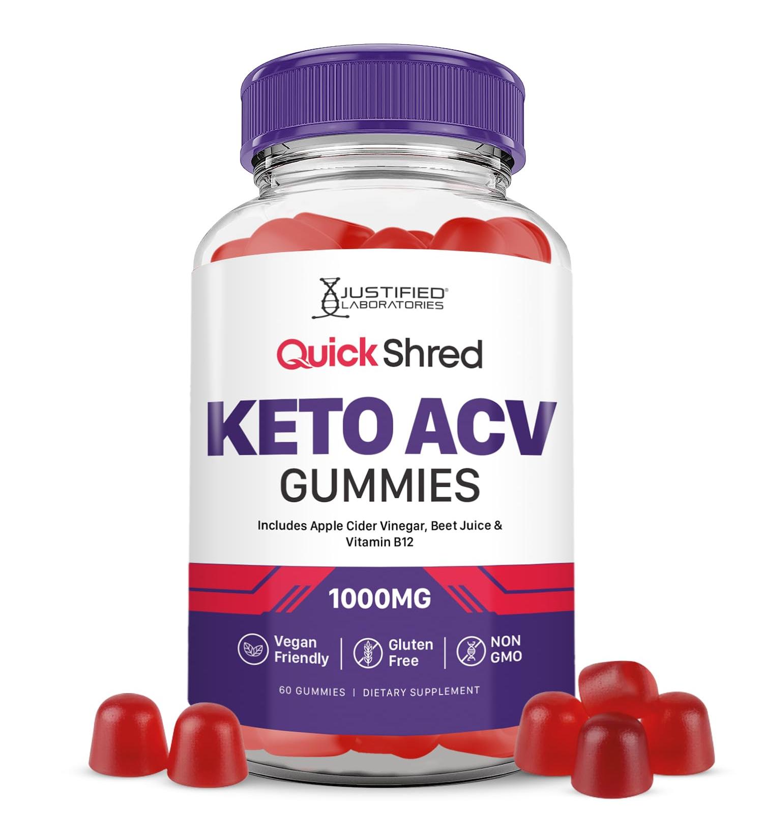 Justified Laboratories Quick Shred Keto ACV Gummies Advanced Formula 1000MG Apple Cider Vinegar Gummies with Pomegranate Beet Juice Powder & B12 Vegan Non-GMO 60 Gummys 60 Count (Pack of 1) - Buy Online on GoSupps.com