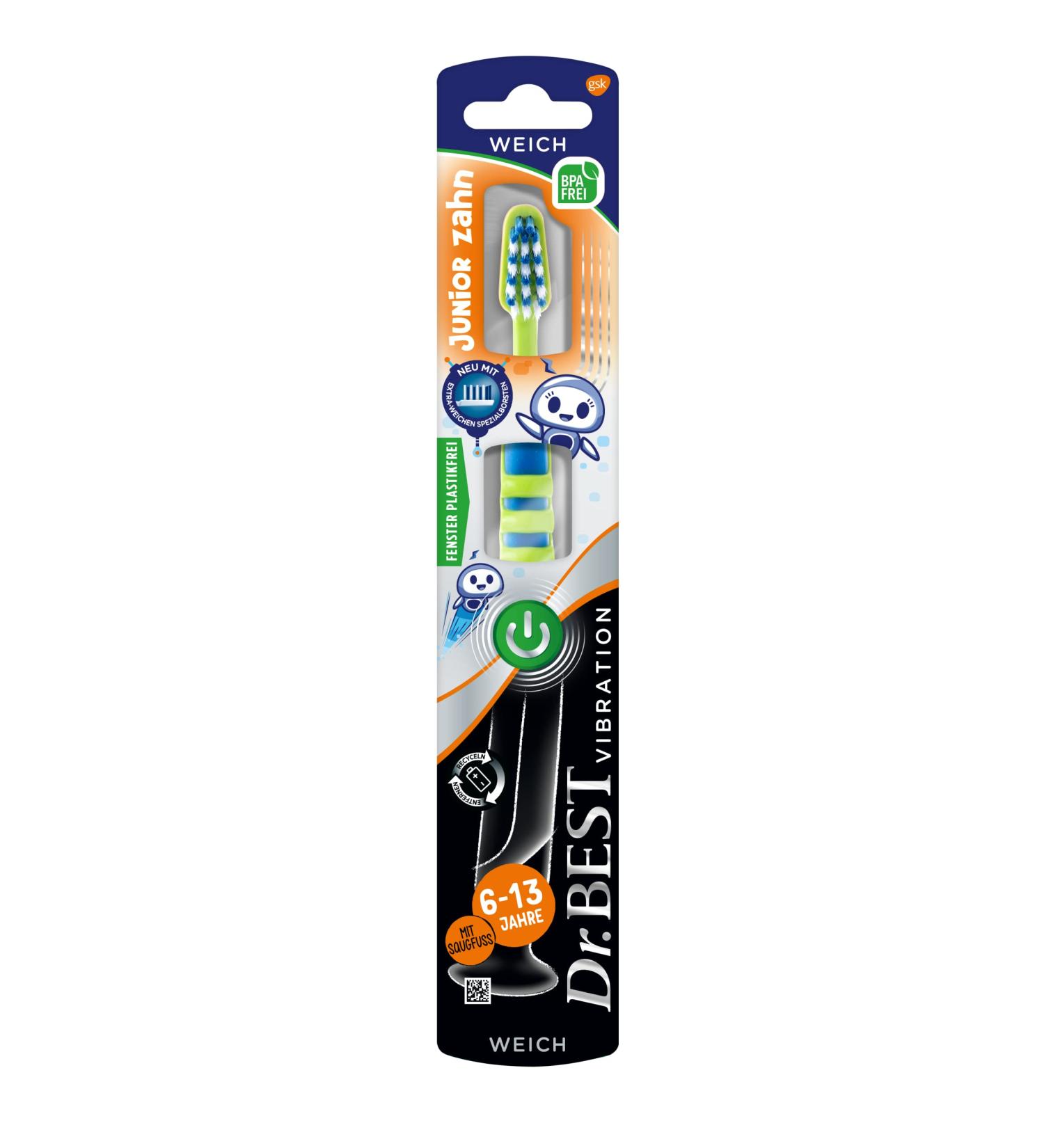 Buy Dr. Best Vibration Junior Toothbrush Soft for Kids | Thorough Tooth Brushing | 1 Piece Pack - Buy Online on GoSupps.com