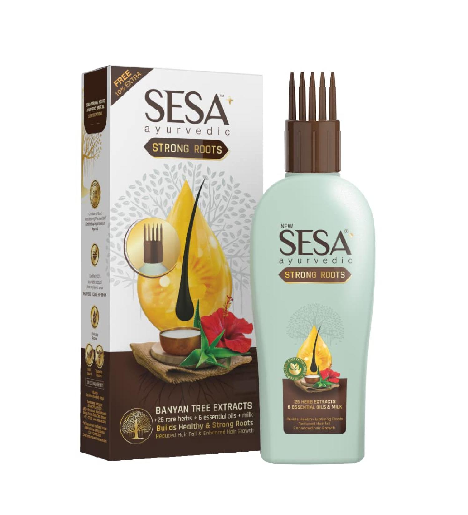 Sesa Ayurvedic Strong Roots Hair Oil - Hair Fall Control, Growth Support & Damage Repair - 100 ml - Buy Online on GoSupps.com