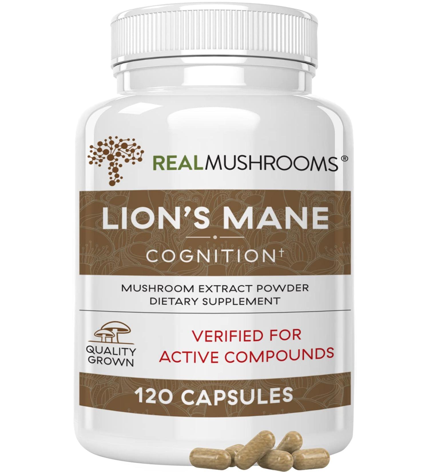 Lions Mane Brain and Focus Supplements - 120 Mushroom Extract Capsules for Cognitive Health - Non GMO & Gluten Free - Buy Online on GoSupps.com