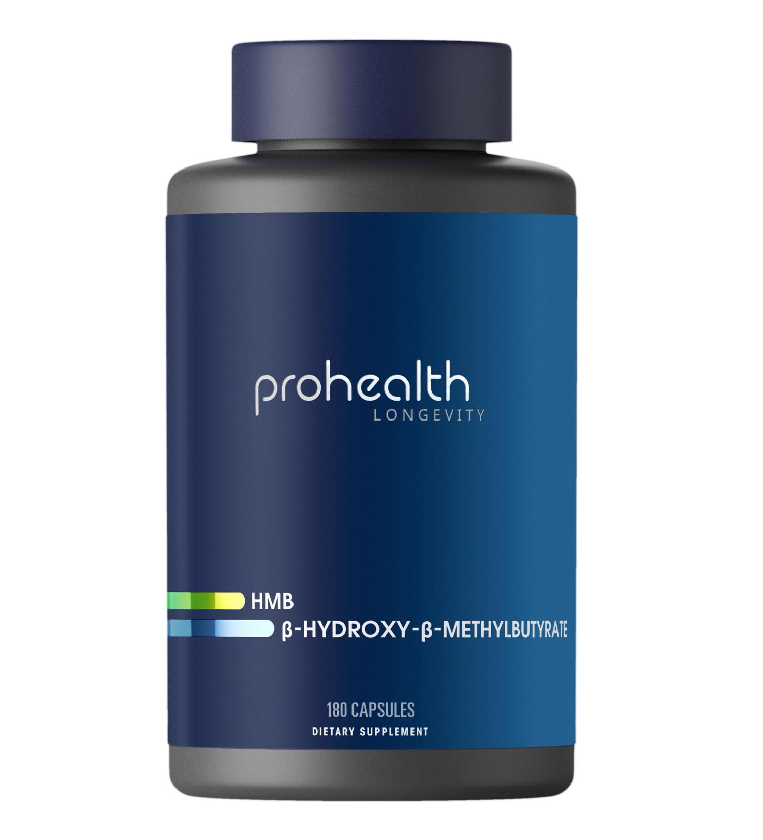 ProHealth HMB Supplement for Men & Women (Calcium -Hydroxy- -Methylbutyrate Monohydrate) 180 Capsules, Calcium HMB Supplements for Muscle Defense, Strength & Recovery