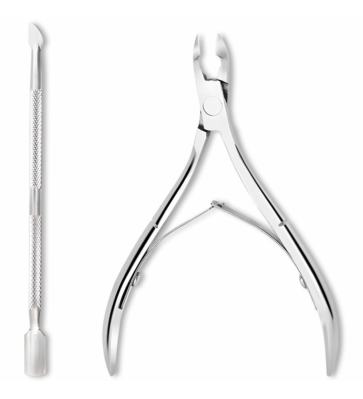 Cuticle Trimmer with Cuticle Pusher - Cuticle Remover Cuticle Nipper Professional Stainless Steel Cuticle Cutter Clipper Durable Pedicure Manicure Tools for Fingernails and Toenails (Silver) - Buy Online on GoSupps.com