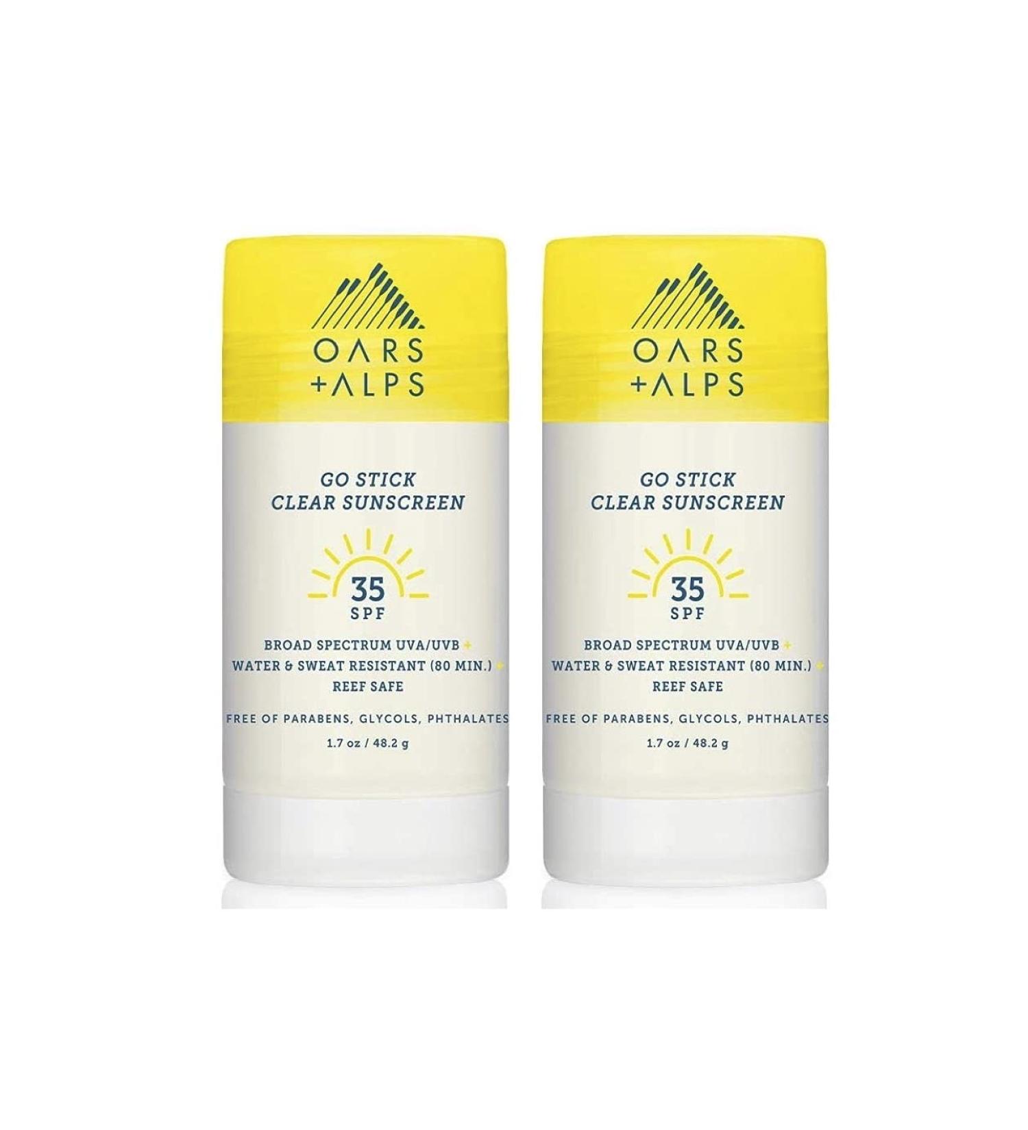 Oars + Alps Go Stick Clear SPF 35 Face Sunscreen with Vitamin E & Antioxidants - Water & Sweat Resistant - TSA Friendly - 1.7 Oz (2 Pack) - Buy Online on GoSupps.com