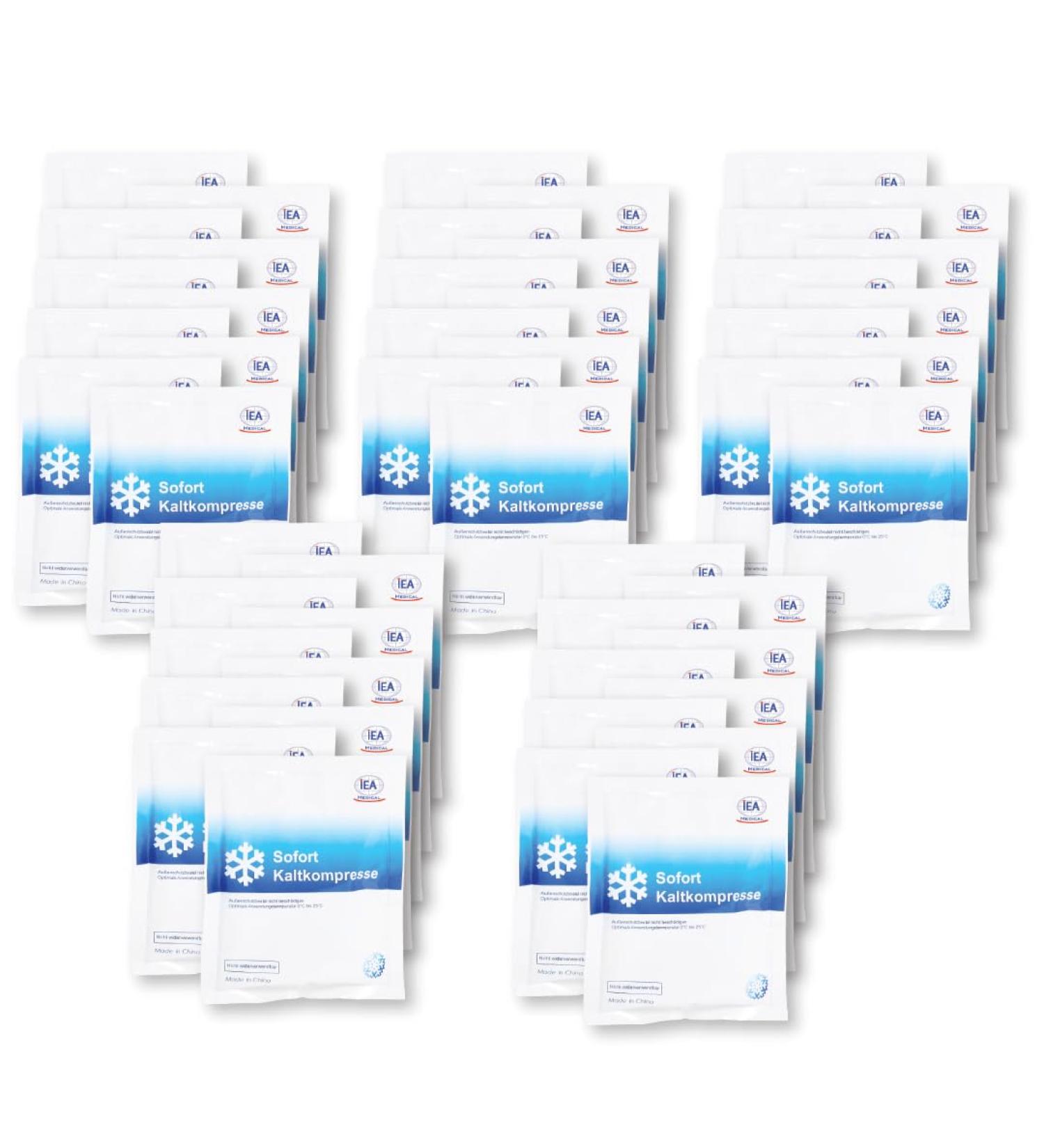 IEA Medical Immediate Cold Compress - 50 Pack | Instant Cooling Packs for Bruises Insect Bites & Injuries | Easy-to-Use Versatile Cooling Pads (15.3 x 12.7 cm) - Buy Online on GoSupps.com