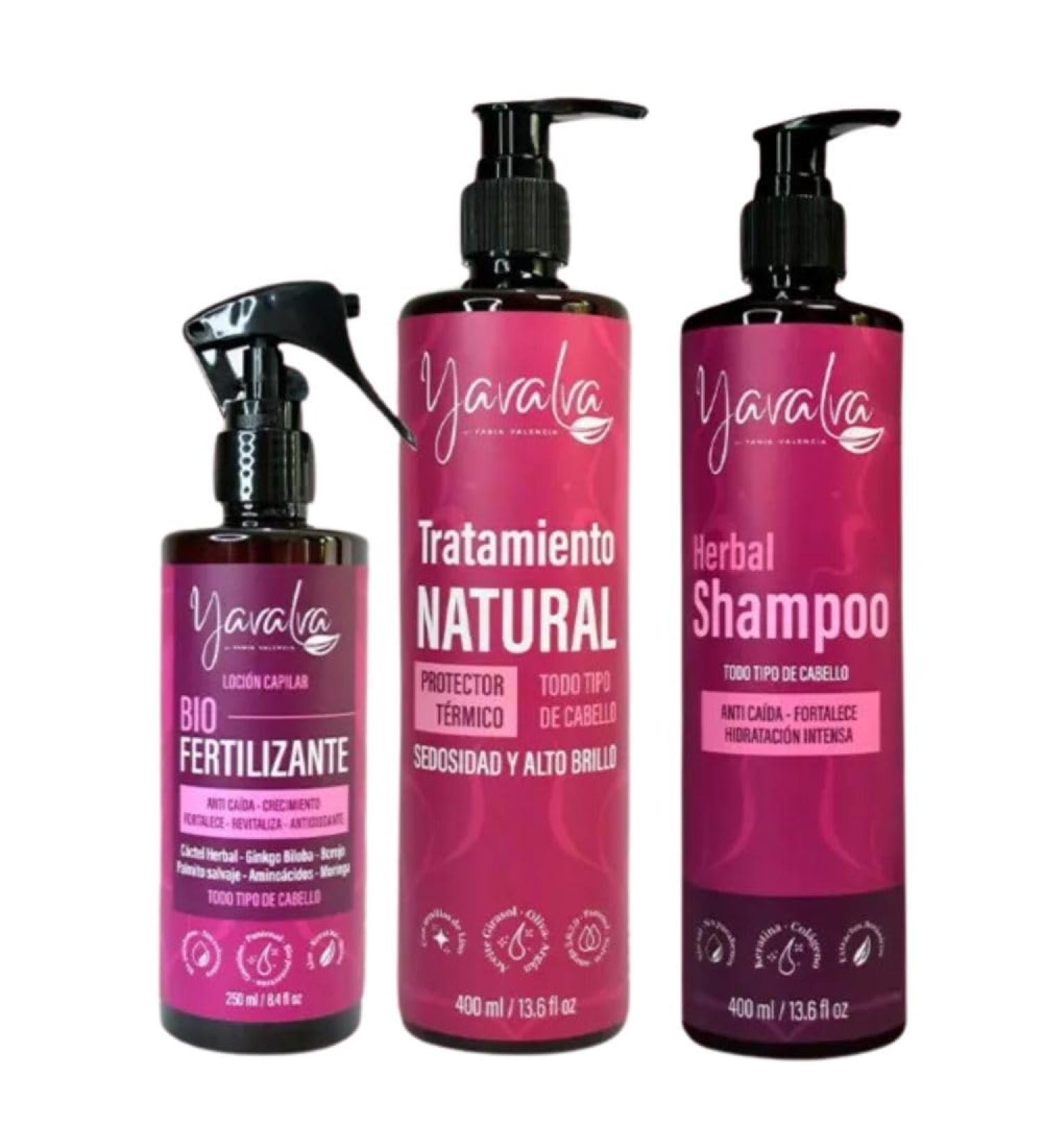 Yavalva Bio Fertilizante Capilar Tratamiento Natural y Shampoo Herbal (3 Pack) Yavalva Bio Fertilizante Yavalva Tratamiento Shampoo Herbal Kit Control Caida y Crecimiento (Todo tipo) - Buy Online on GoSupps.com
