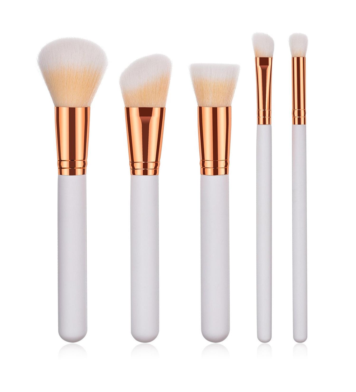 5pcs Makeup Tool Set - Powder Lip Eyeliner Eyeshadow Foundation & Concealer Brushes - White | International Shipping - Buy Online on GoSupps.com
