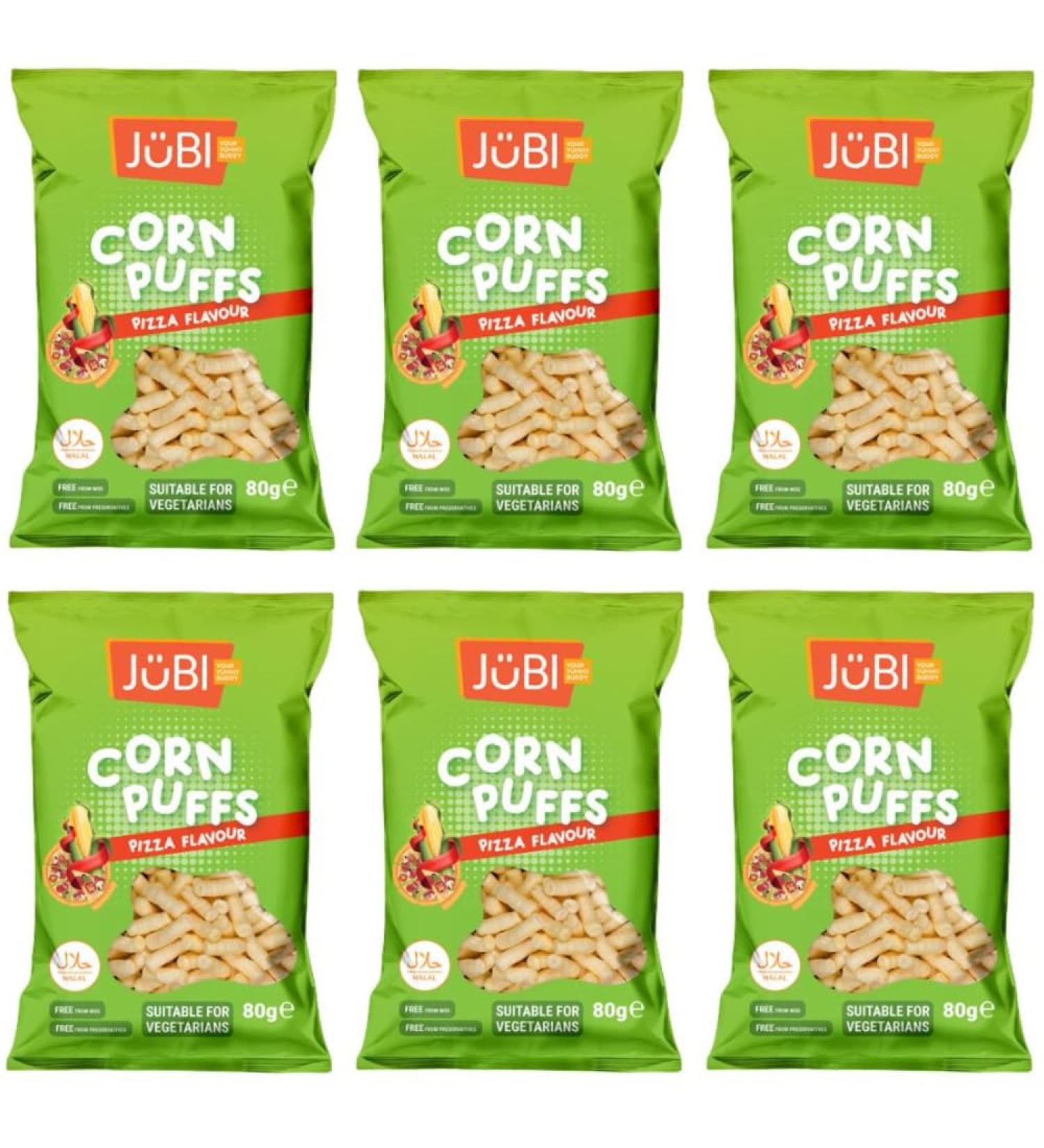 Jubi Corn Puffs Halal Certified No MSG No Preservatives Crisps Bag + FabFinds Mug (6 Pack Pizza) - Buy Online on GoSupps.com