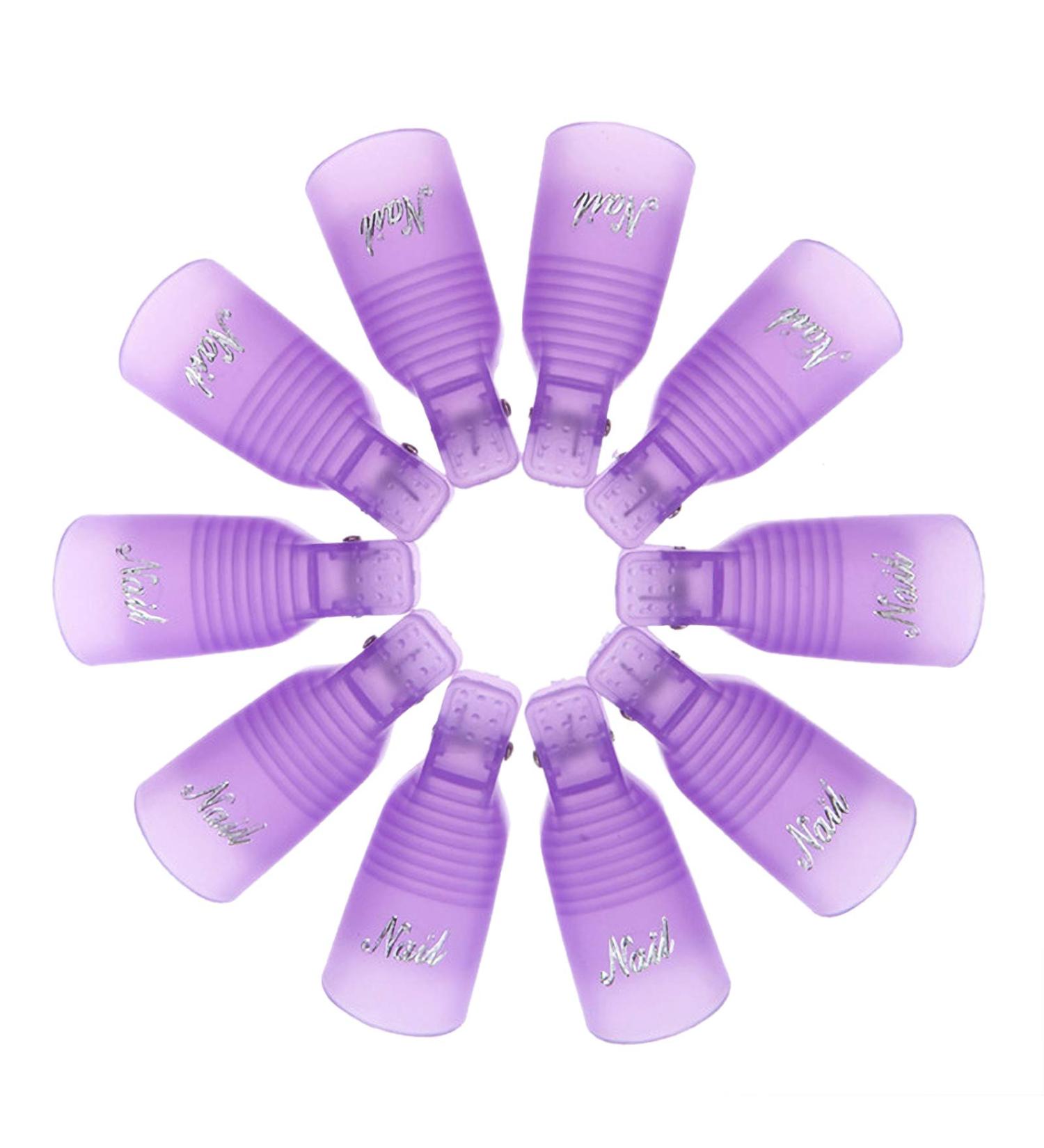 Hanyousheng 10 PCS Acrylic Nail Art Soak Off Clip Cap - Purple Gel Polish Remover Wrap Tool - Buy Online on GoSupps.com