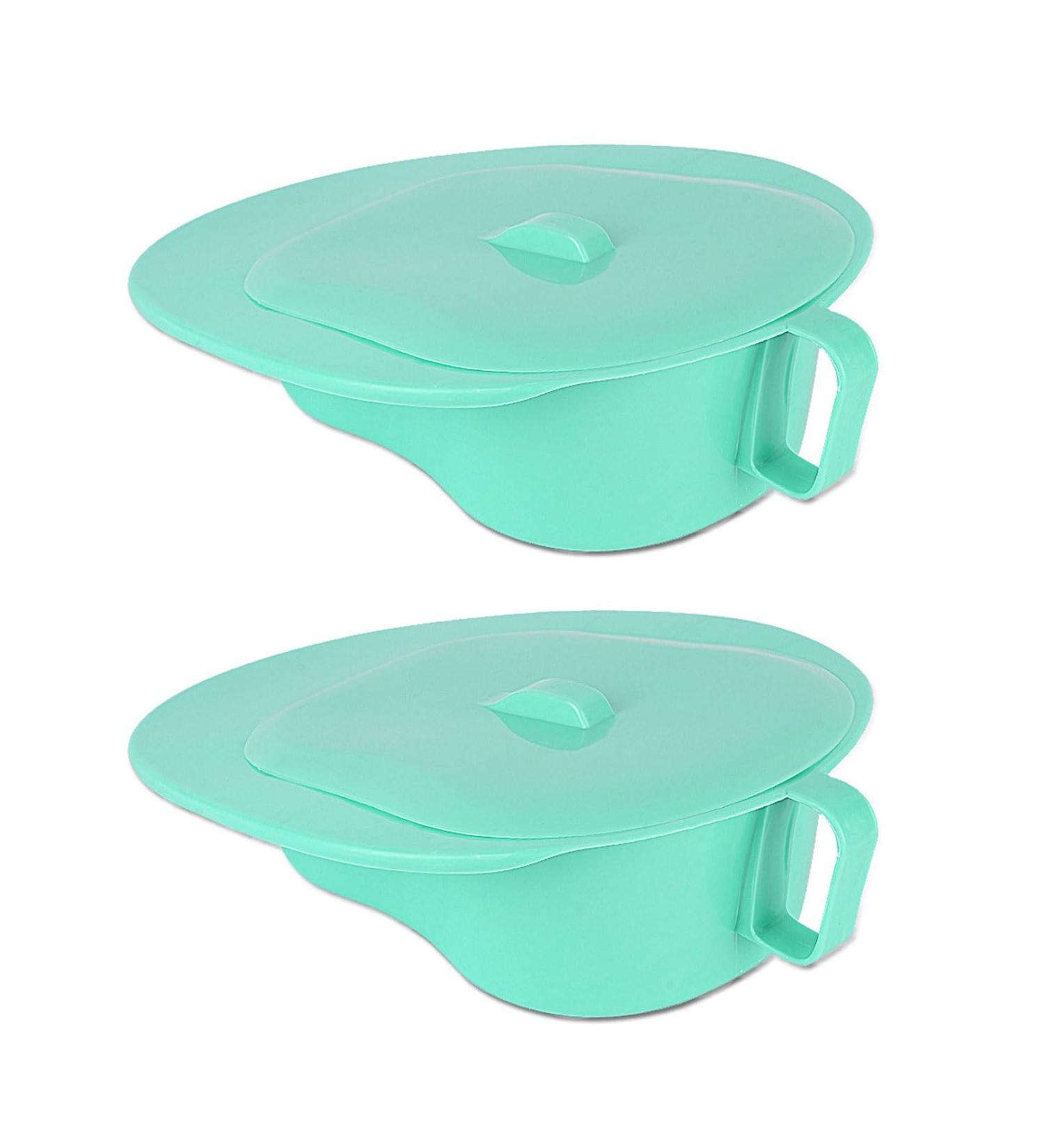 NEDLON 2pack Bedpan with Sealing Cover No Spill Or Splash Design Portable Potty Plastics Bed Pan for Bedridden Patients Elderly Females Green - Buy Online on GoSupps.com