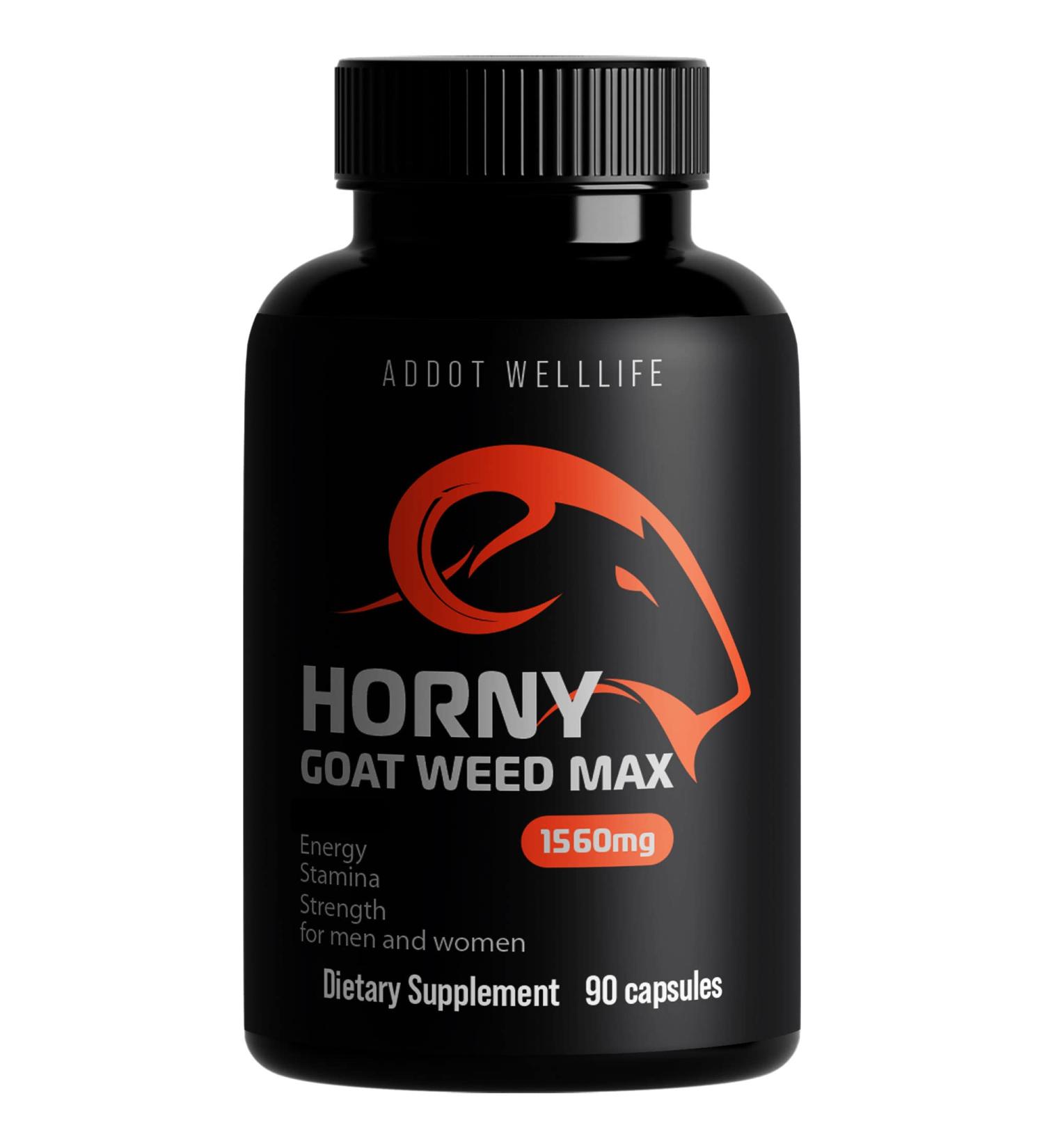 Premium Horny Goat Weed 1560mg - Natural Energy & Performance Support for Men & Women - Maximum Strength with Maca, Tongkat Ali, Saw Palmetto, Panax Ginseng - 90 Capsules - Buy Online on GoSupps.com