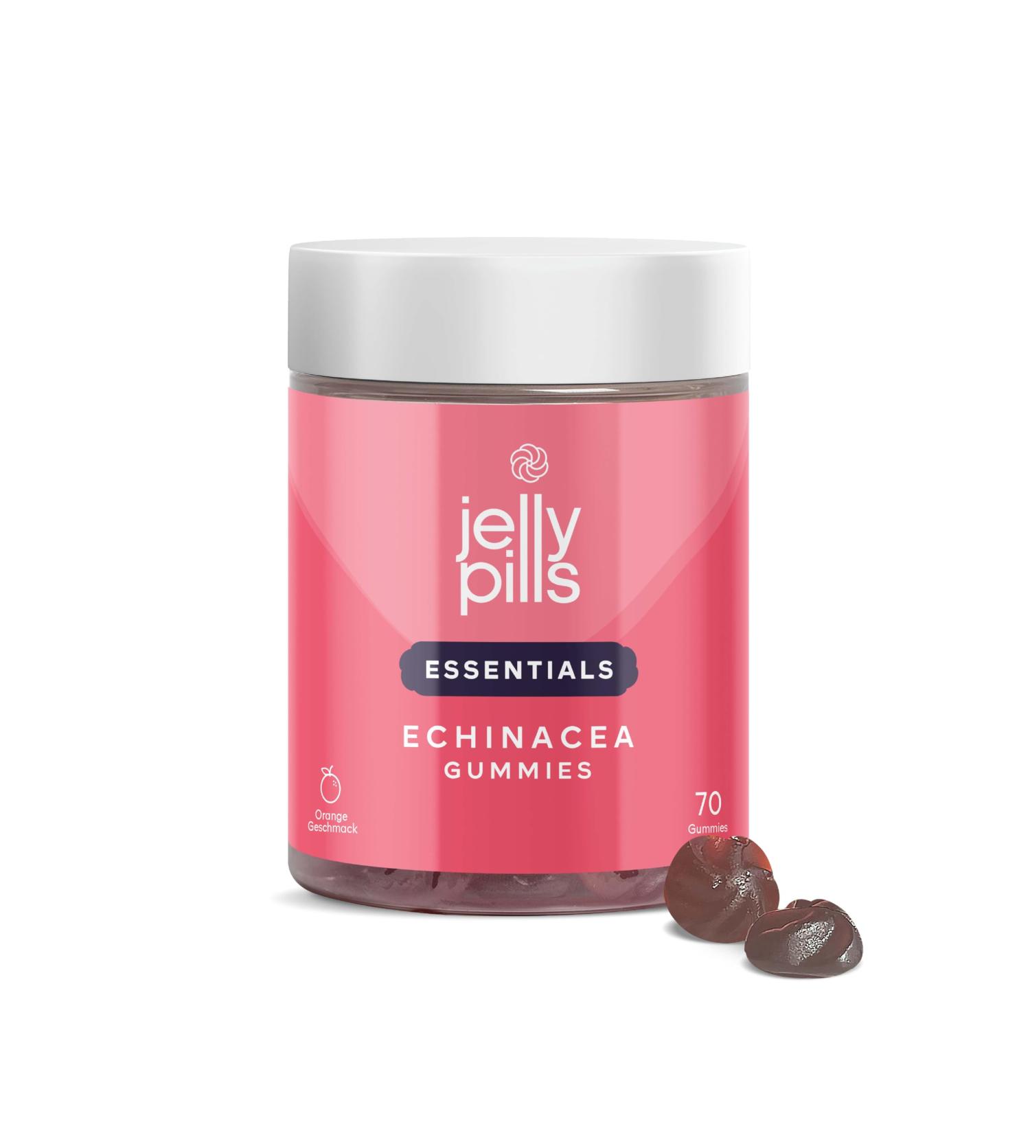 Jelly Pills Echinacea & Vitamin C Gummy Bears - 70 Sugar-Free Immune Boosting Gummies for Kids & Adults - Orange Flavor for Cold & Respiratory Support - Buy Online on GoSupps.com