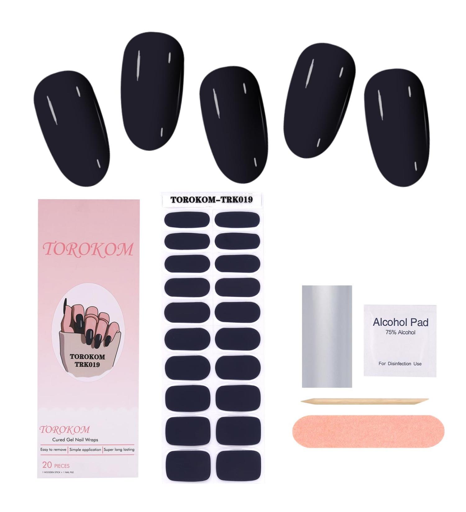 Cured Gel Nail Strips Set with Cuticle Stick, File, Wipes, and Sealing - Long Lasting Waterproof Polish Wraps Stickers - NJTZ-19 - Buy Online on GoSupps.com