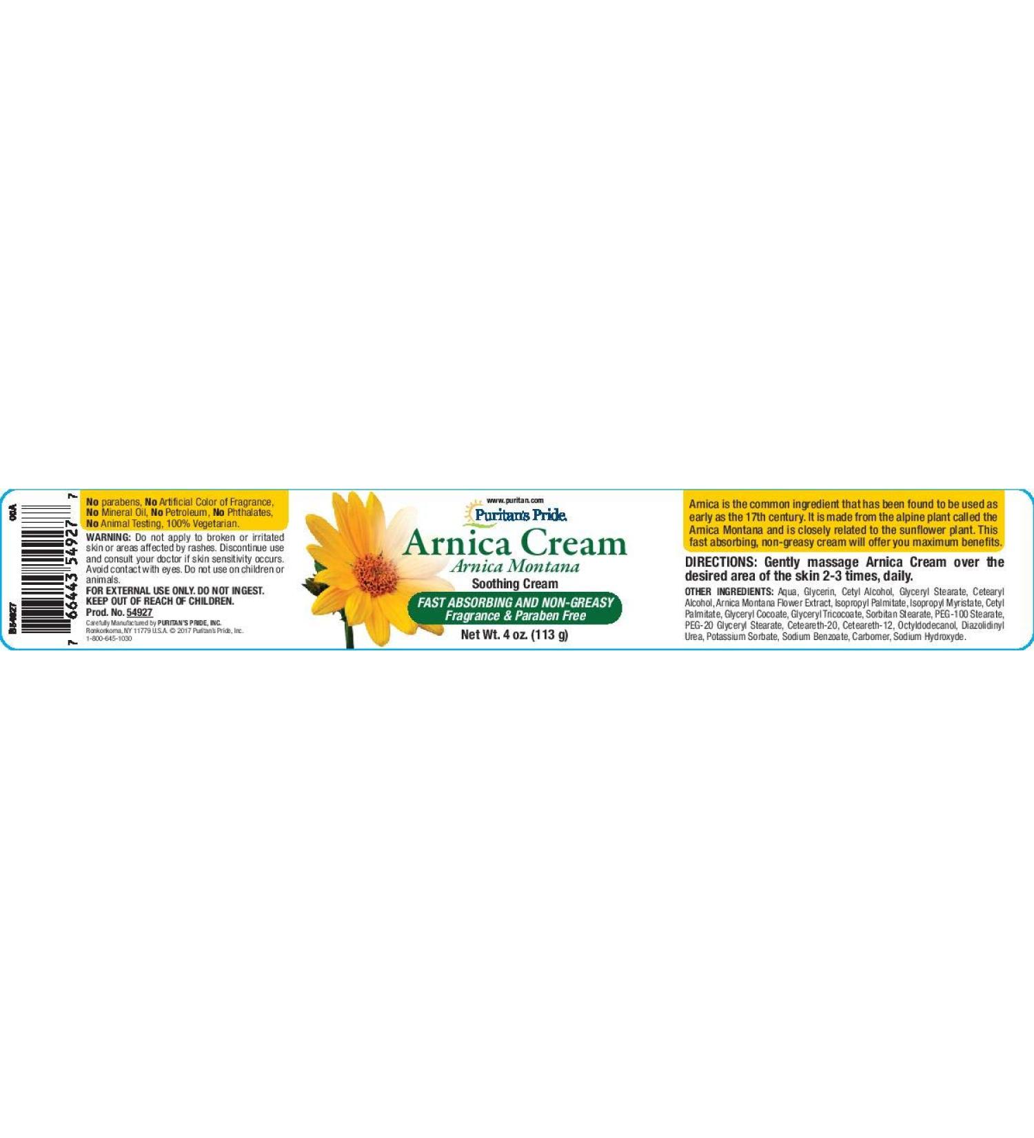 Puritan's Pride Arnica Cream-4 oz Cream