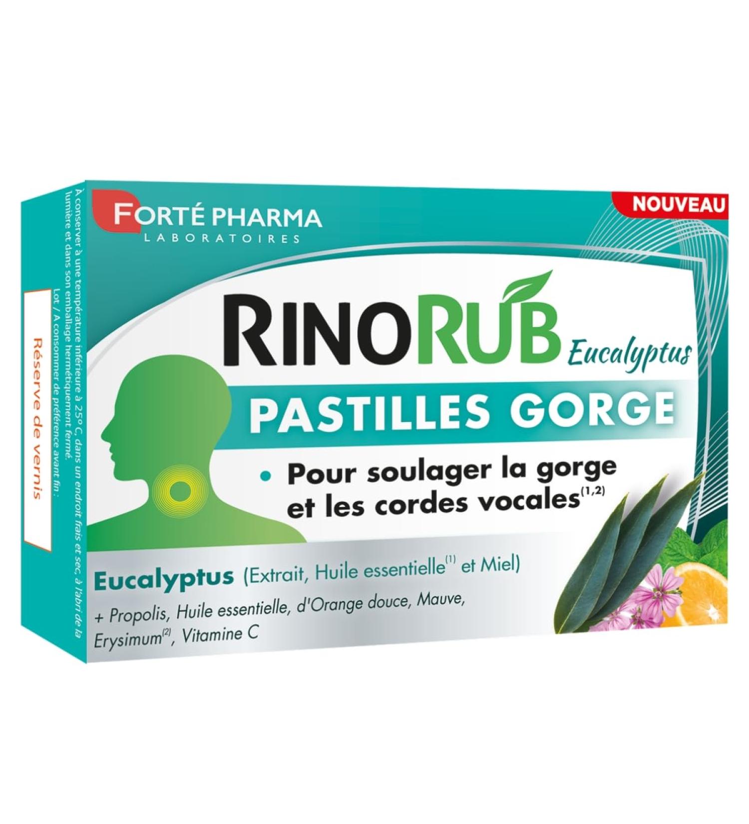 Fort Pharma - RinoRub Throat Lozenges | Throat Supplement - Sore Throat Vocal Cords | Eucalyptus Essential Oil Vitamin C Thyme Peppermint | 20 Lozenges - Buy Online on GoSupps.com