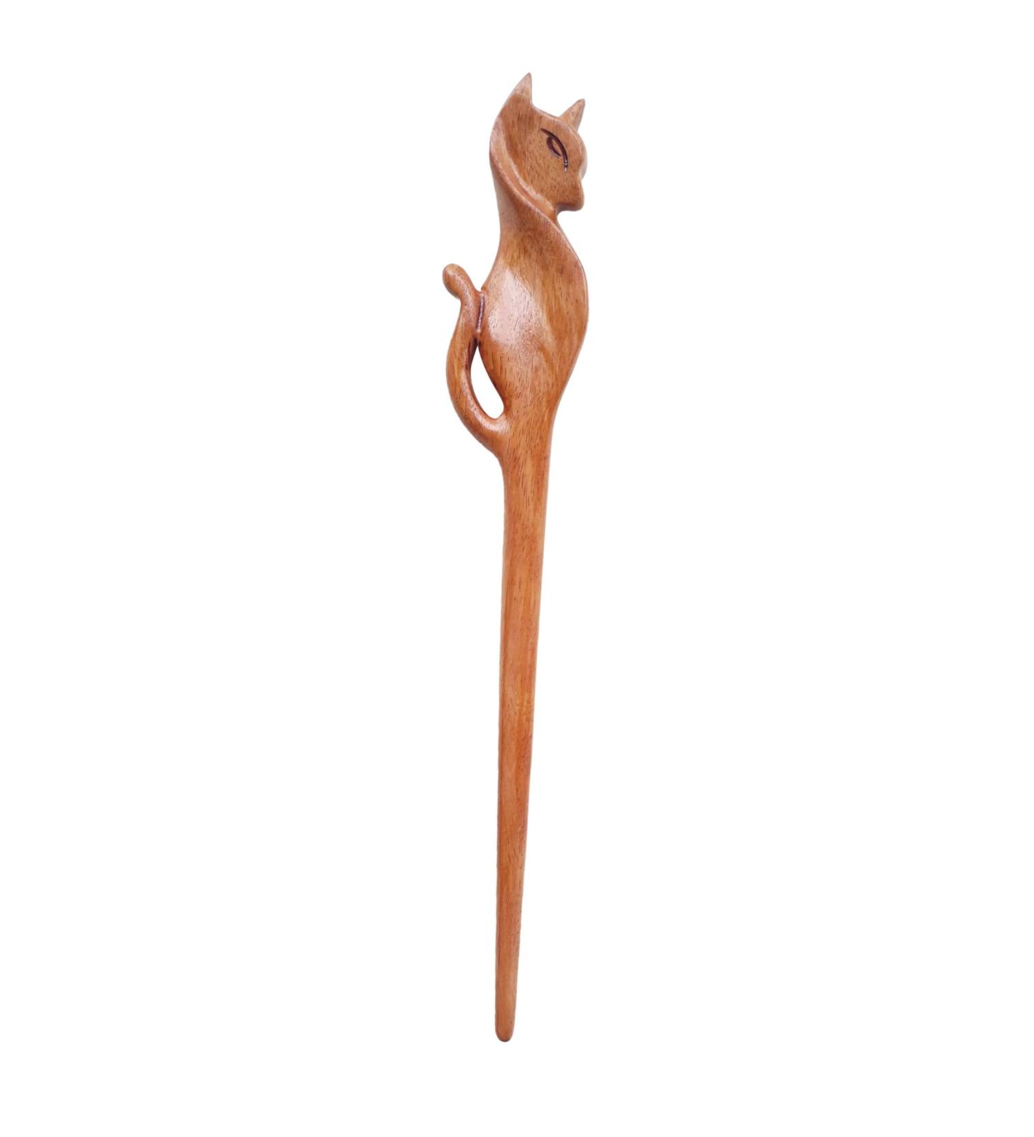 Marycrafts Wooden Cat Hairpin & Hair Sticks - Unique Hair Accessories for Cats & Hair Styling - Buy Online on GoSupps.com