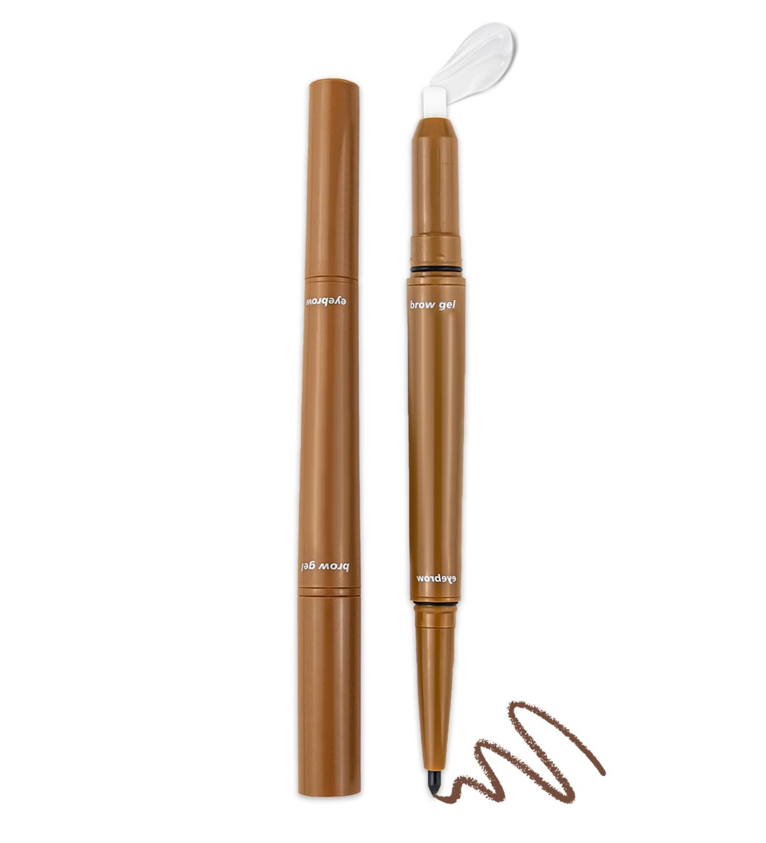 2-in-1 Eyebrow Pen & Brow Freeze Gel - Waterproof Long-Lasting Definer & Setter - Light Brown - Smudge-Proof Crayon Pomade & Clear Wax Pencil for Natural Look - Buy Online on GoSupps.com