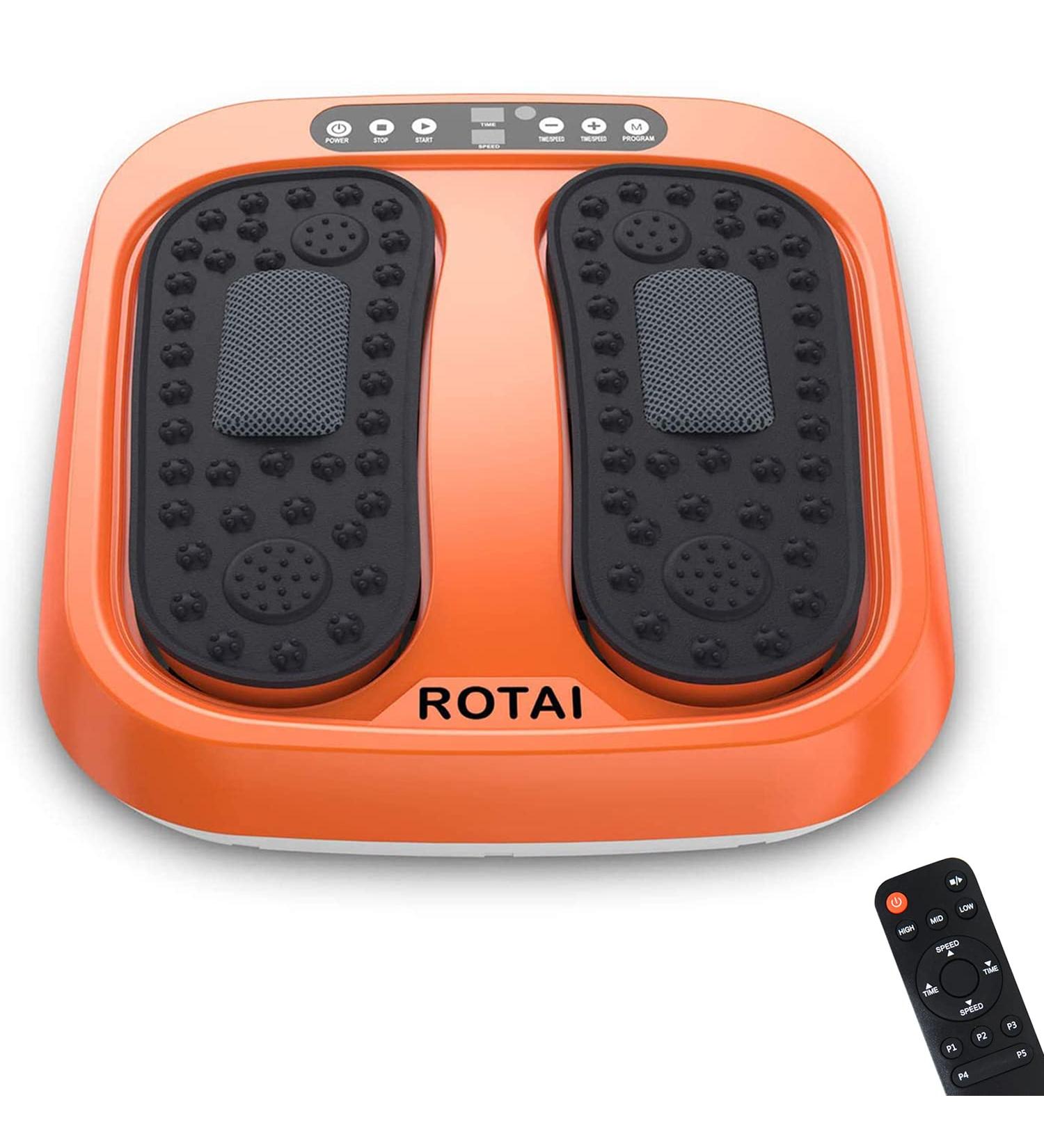 ROTAI Vibration Foot Massager - Relax & Relieve Pain with Acupressure Therapy | Electric Circulation Device with Remote Control in Orange Black - Buy Online on GoSupps.com