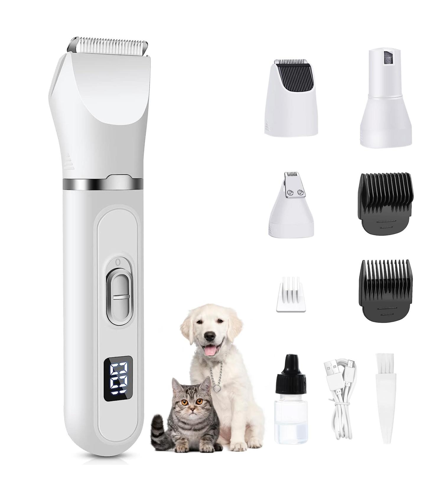 Lovcoyo Dog Clippers Safe Low Noise Dog Grooming Kit Rechargeable Cordless Quiet Dog Grooming Clippers for Cats and Other Pets Dog Clippers - White - Buy Online on GoSupps.com