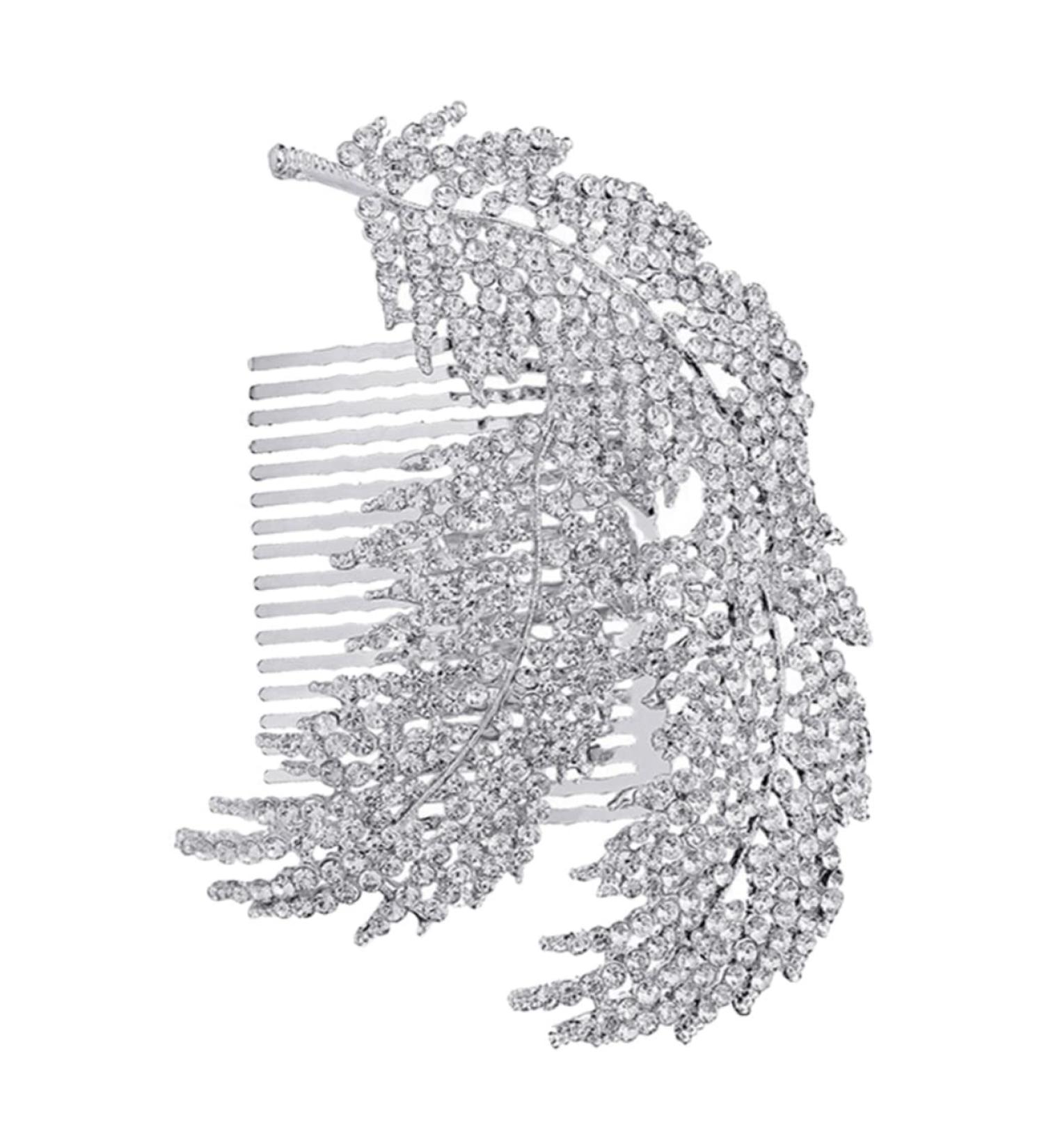 Angoily 1pc Wedding Hairpin Decorative Hair Combs Hair Clip for Wedding Silver Hair Clip Wedding Hair Comb Rhinestone Side Comb Bridal Hair Accessories Headgear Bride Rhinestone Fine - Buy Online on GoSupps.com