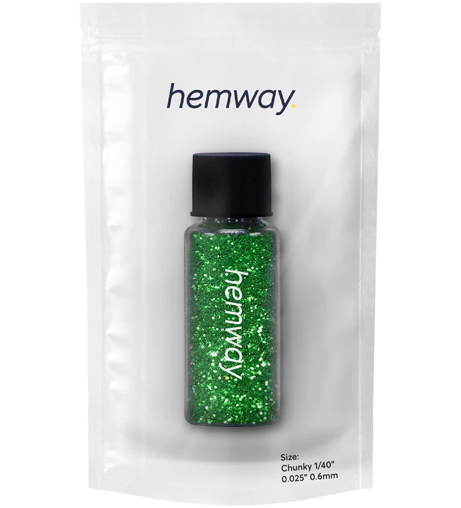 Hemway Emerald Green Chunky Glitter 12.8g - Halloween Makeup & Decorations - Safe for Face, Body & Eyes - 0.6mm Size - Buy Online on GoSupps.com