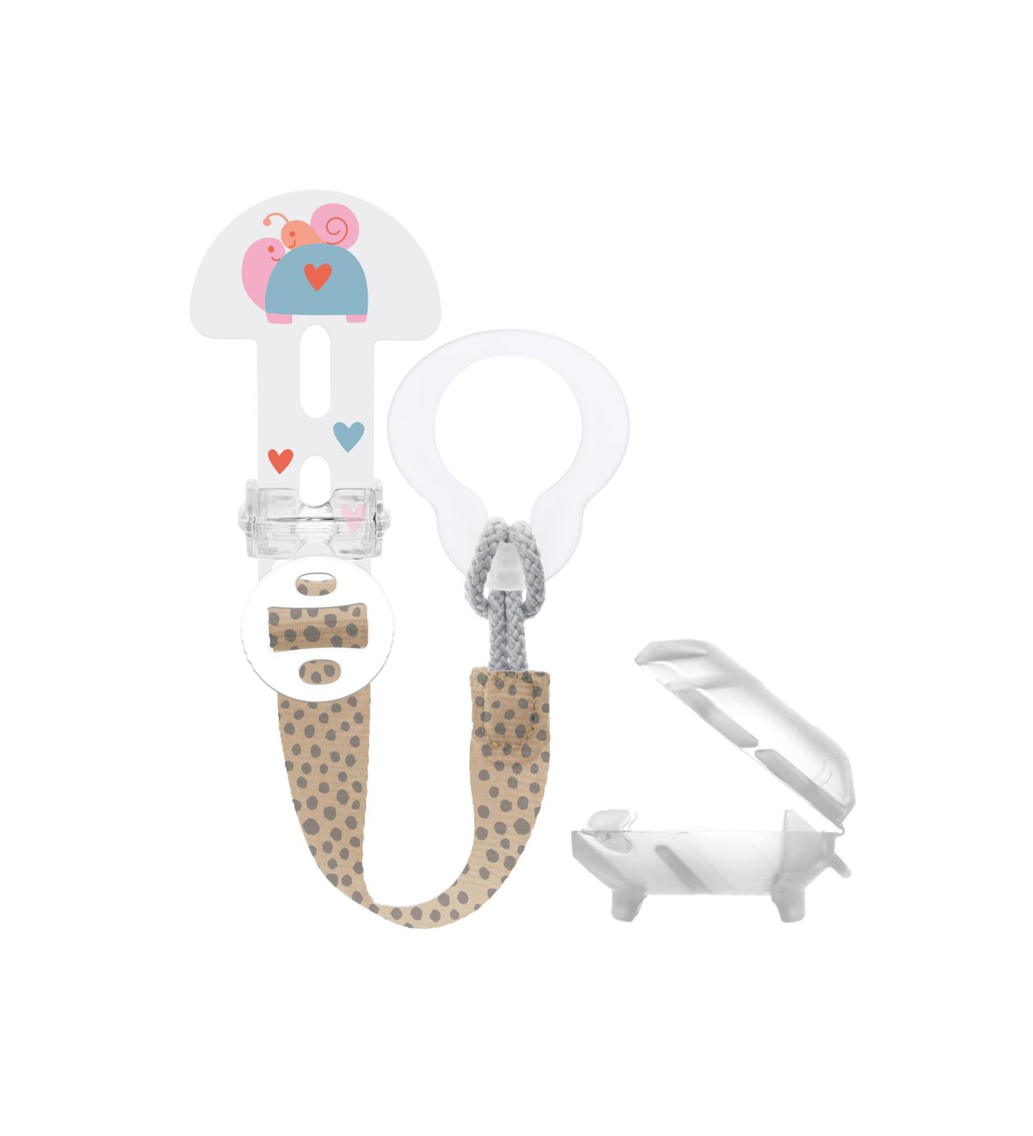 Mam cut it off!Brooch & Cover S183 - pacifier clip and pacifier cover Teat cover pacifier clip with adjustable length pacifier clip for all types of Schnullern 0+ months pink rosa 0+ months
