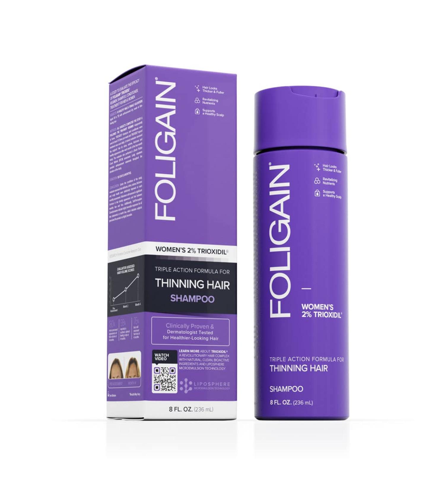 Foligain Triple Action Women's Volumizing Shampoo with 2% Trioxidil - 8 Fl. Oz - Buy Online on GoSupps.com
