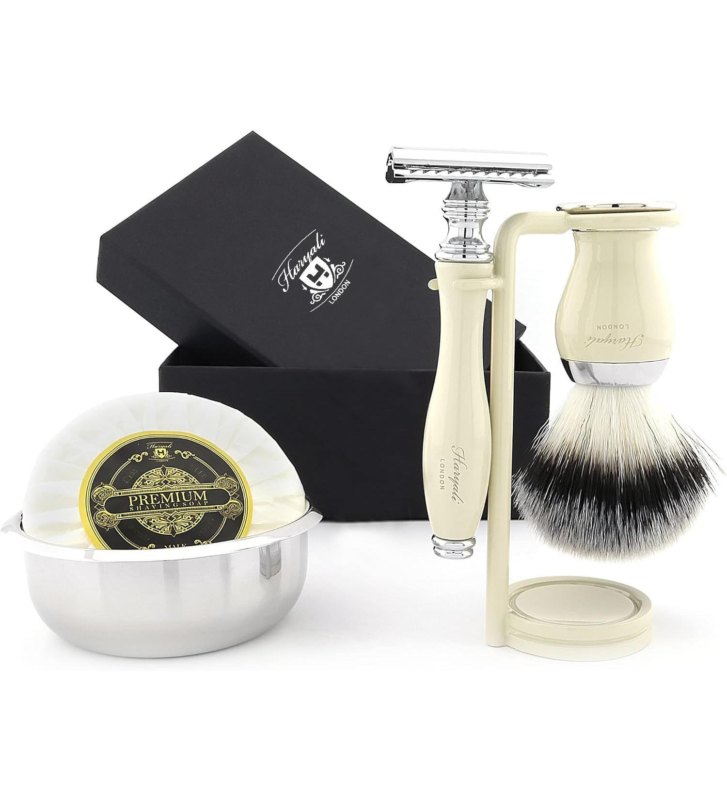 6-in-1 Shaving Brush Set for Men | Razor Plane Set with Stand Bowl & Soap | Perfect Gift for Wet Shaving - Buy Online on GoSupps.com