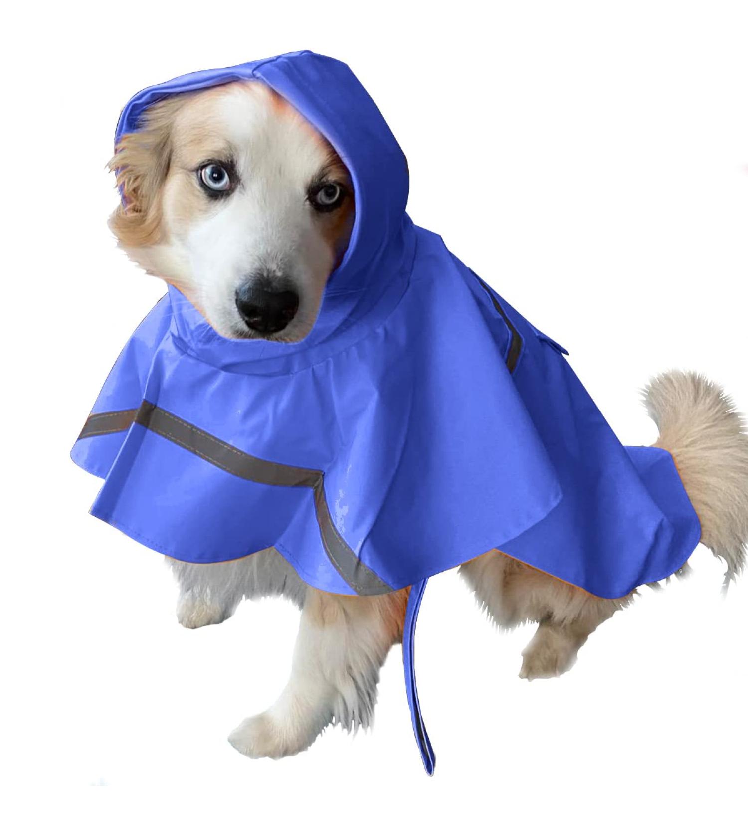 Ocsoso Waterproof Dog Coat with Hood - Adjustable Rain Jacket for Small & Medium Dogs Cats & Kittens - Blue S - Buy Online on GoSupps.com