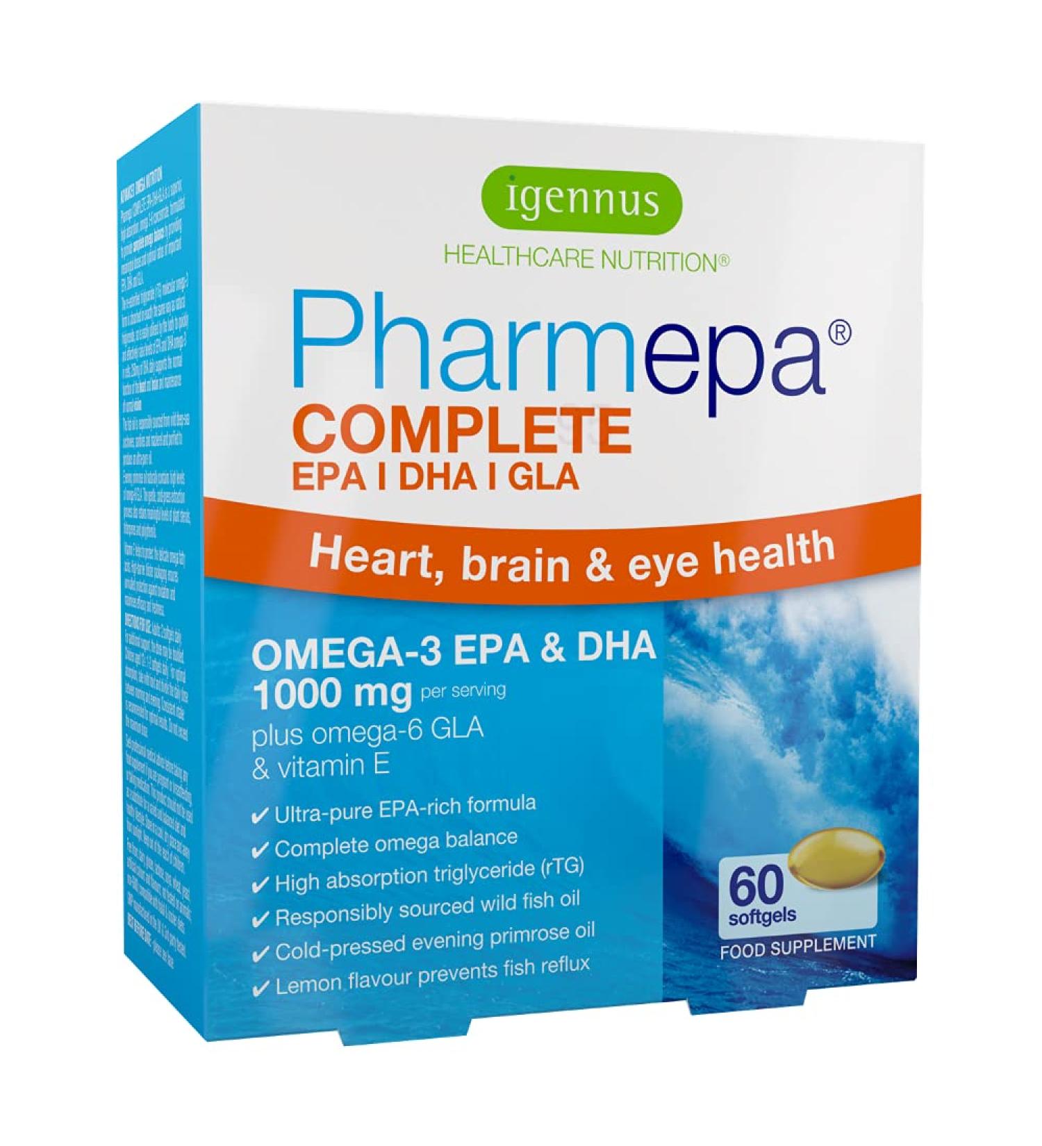 Pharmepa Complete Omega 3 Fish Oil with Omega 6 GLA & Evening Primrose Oil 1000mg - Lemon Flavor - 60 Count (30 Servings) - Buy Online on GoSupps.com