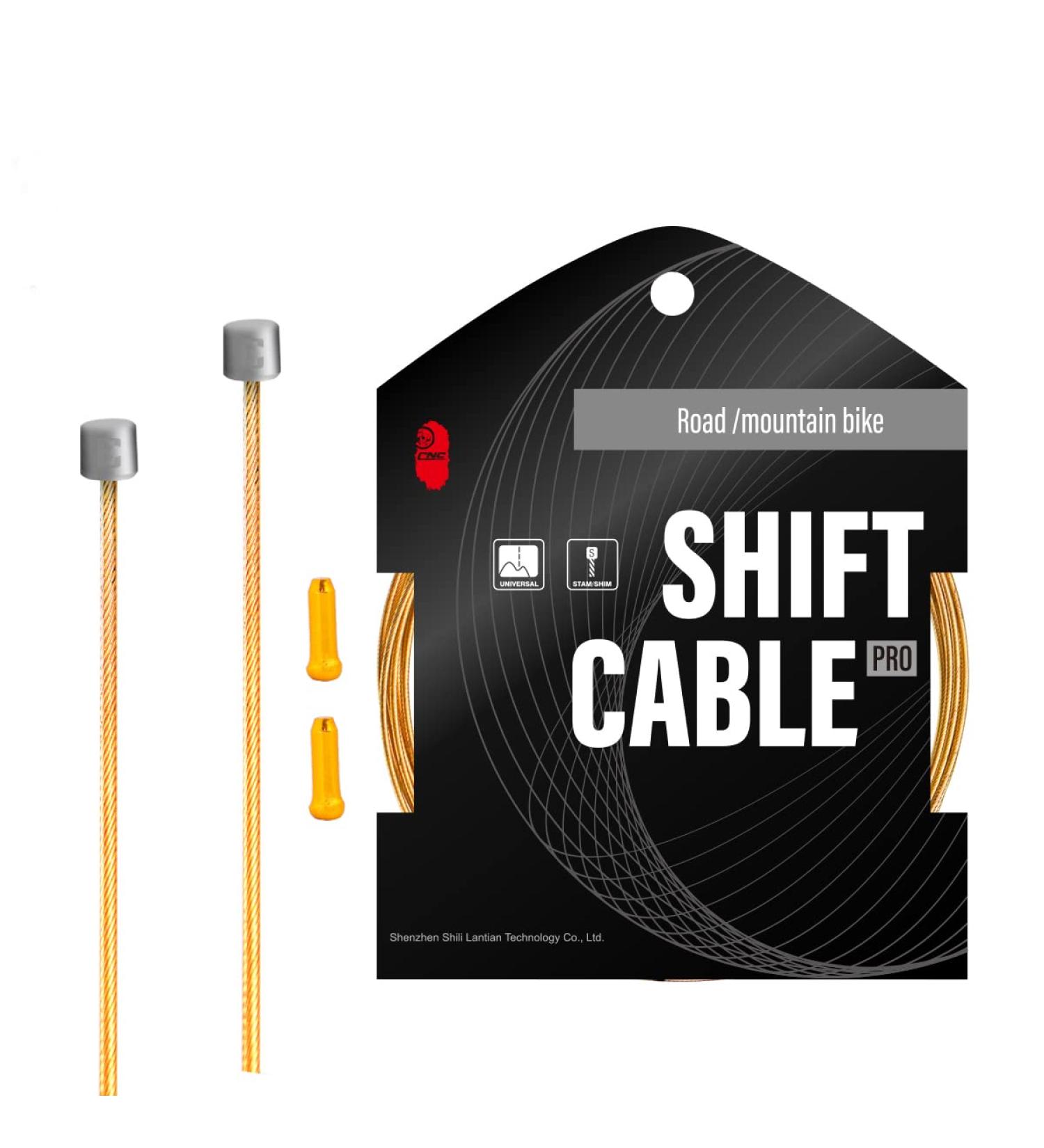 Chooee Bicycle PRO Shift Cable - Ultra Slick Derailleur Cable for Shimano/SRAM Shifter - Gold - 2x2500mm - Buy Online on GoSupps.com
