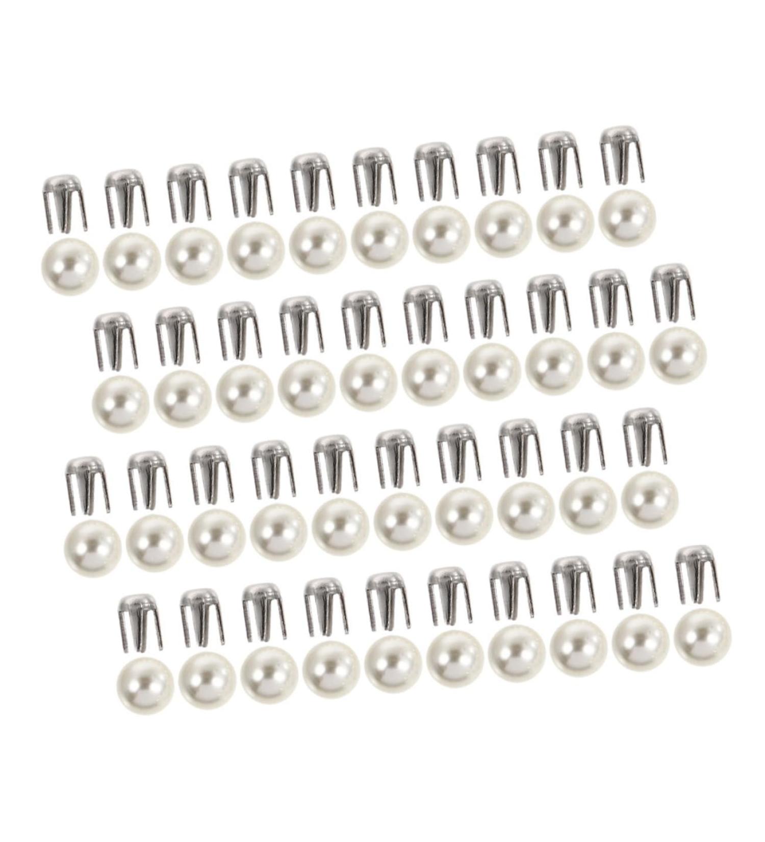 Anneome Decorative Rivets 150 Sets Pearl Claw Nails White Button Down Pearls Round Rivets Pearl Rivets Studs Clothing Mold 0.5X0.5X0.5CM White - Buy Online on GoSupps.com