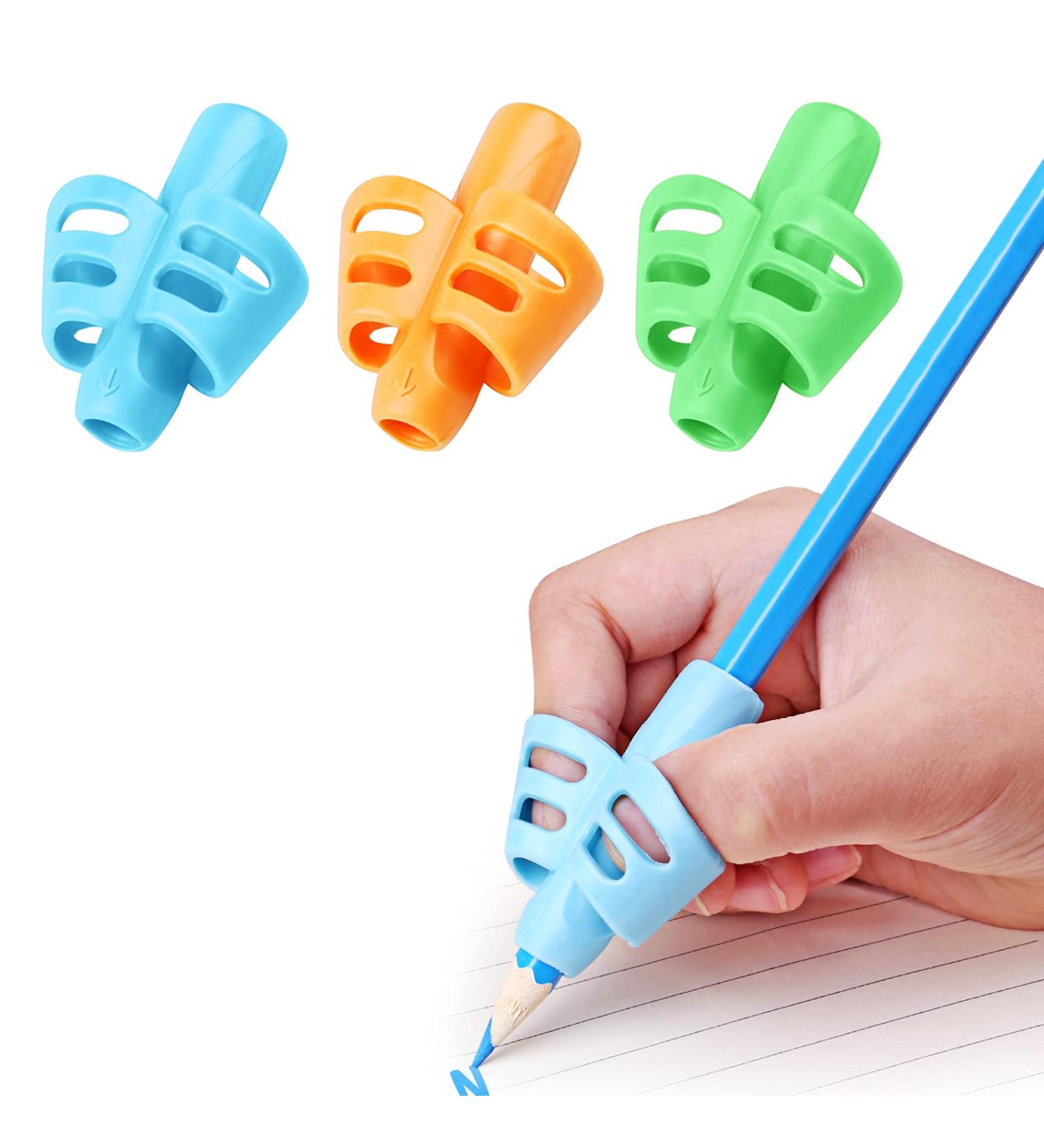 DMFly Pencil Handles for Kids - Handwriting Assistance & Posture Correction | Hollow Ventilation Design 3E Blue & Blue Orange Grip Set - Buy Online on GoSupps.com