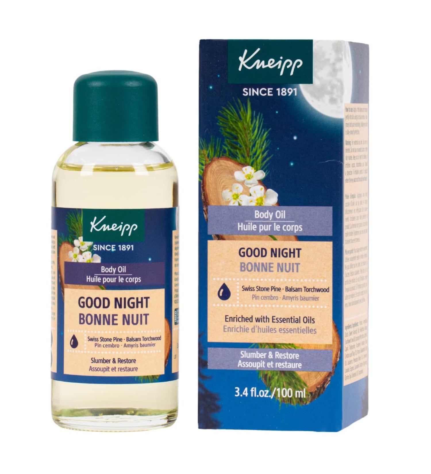Kneipp Good Night Body Oil with Swiss Stone Pine & Balsam Torchwood 3.4 Fl. Oz - Rest Peacefully and Awaken Restored - Buy Online on GoSupps.com