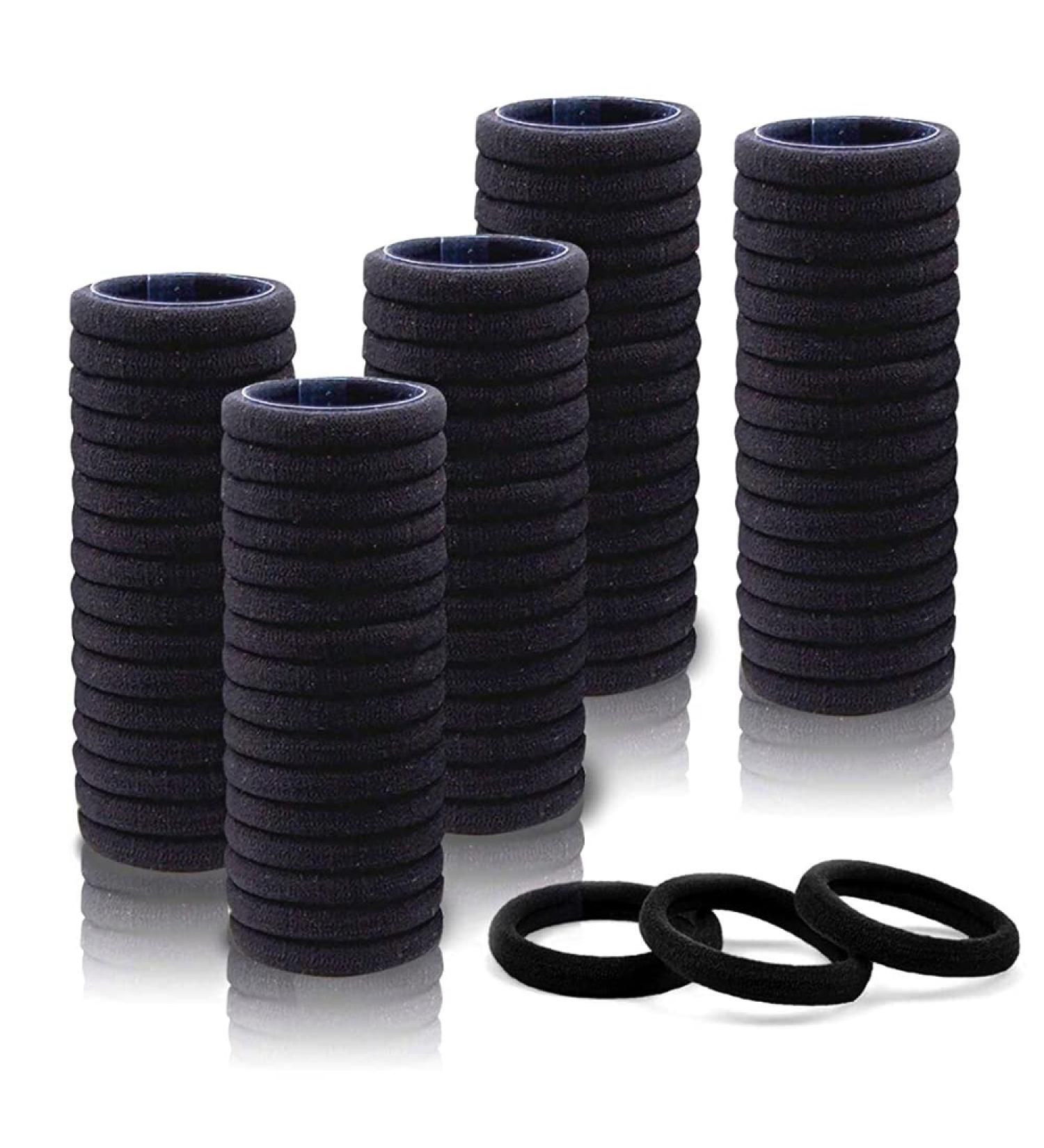 100 Pack Seamless Cotton Elastic Hair Ties for Women - No Crease, No Damage Ponytail Holders for Thick Hair (Black) - Buy Online on GoSupps.com