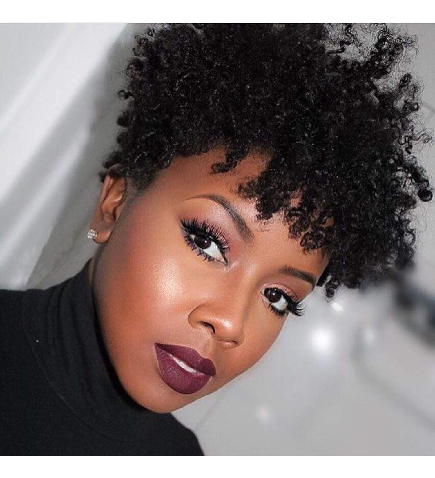 Ms Taj Short Afro Kinky Curly Human Hair Wig | Brazilian Virgin 150% Density Afro Wig for Black Women | Machine Made Unprocessed Natural Color - Buy Online on GoSupps.com