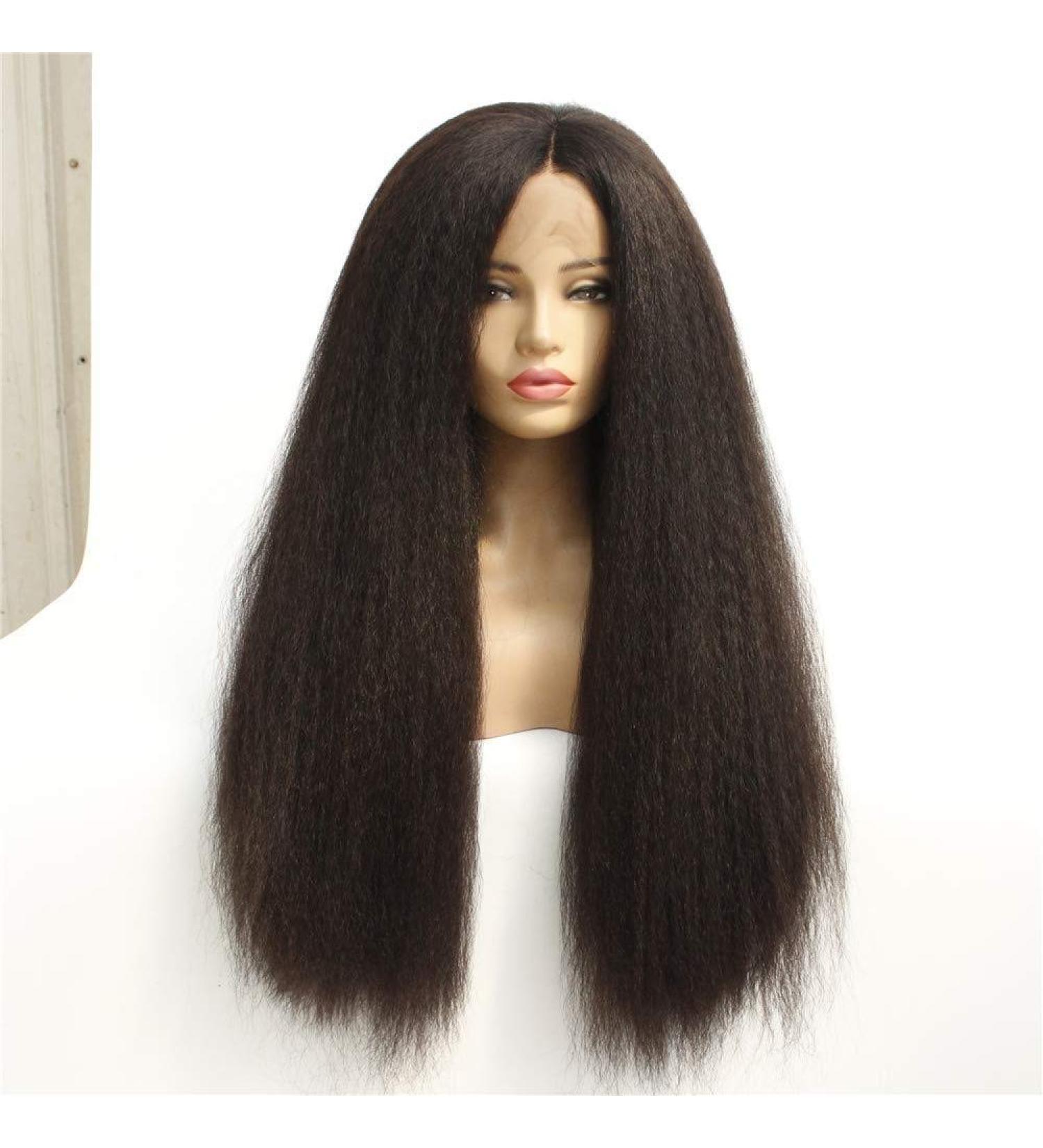 Buy European & American Long Straight Black Lace Front Wig | High-Quality Chemical Fiber Hair for Women - Buy Online on GoSupps.com
