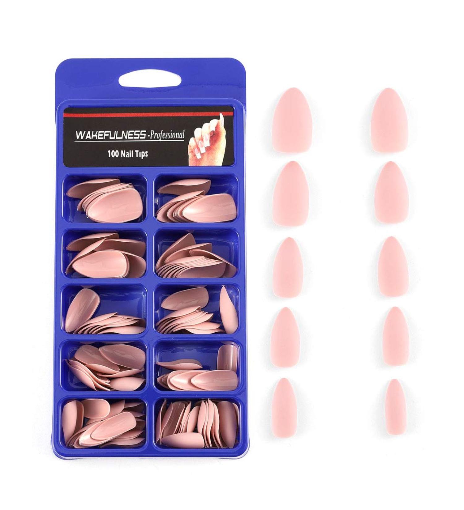 Sethexy Matte Stiletto False Nails - Medium Full Cover Long Acrylic Nail Tips (Light Pink) - 100 Pack for Women & Girls | International Shipping - Buy Online on GoSupps.com