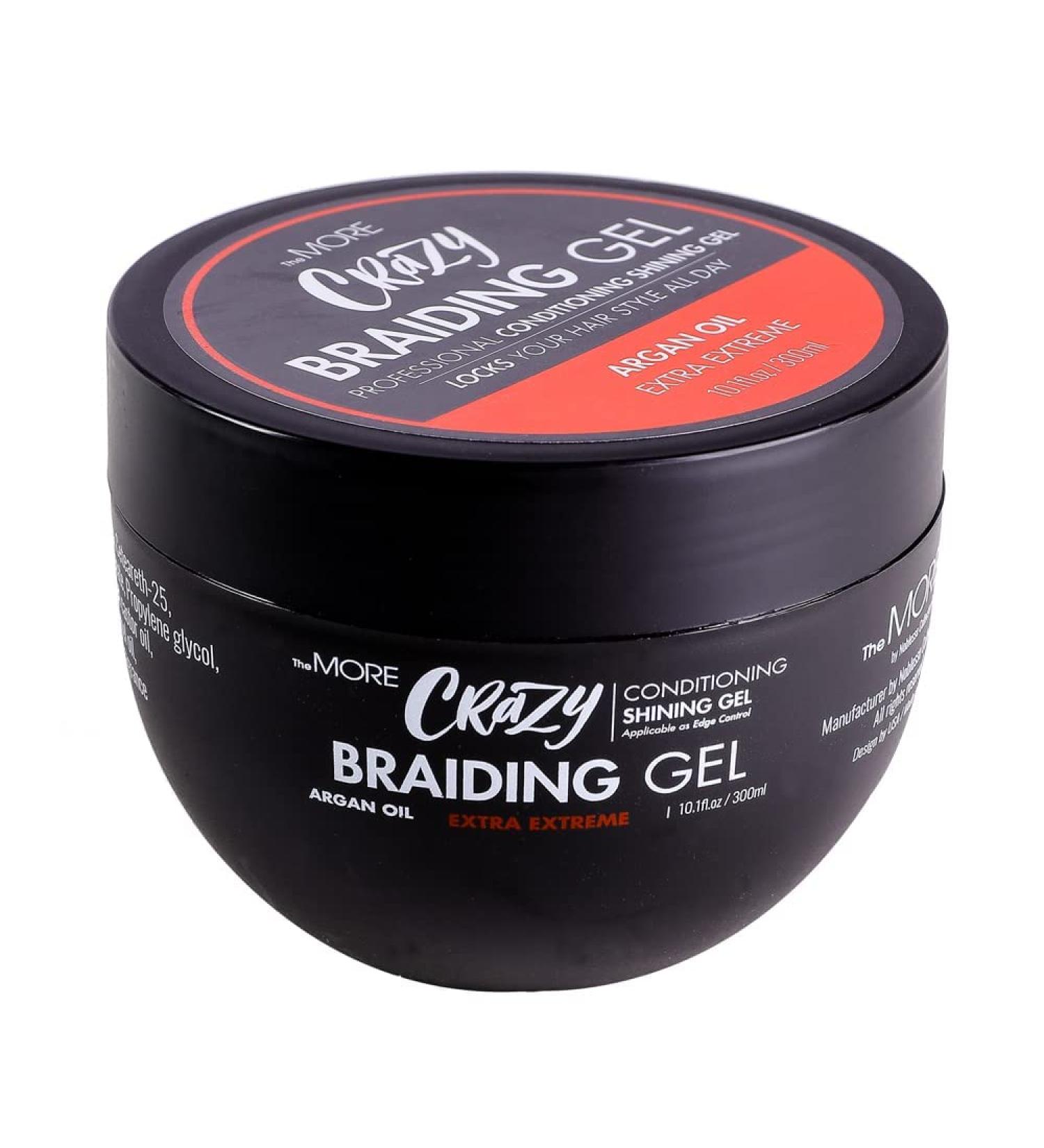 MORE Crazy Conditioning Shining Braiding Gel - Extra Extreme Hold for All Hair Types | Nourishing Argan Oil & Scalp Care | 10.1 Fl Oz - Buy Online on GoSupps.com