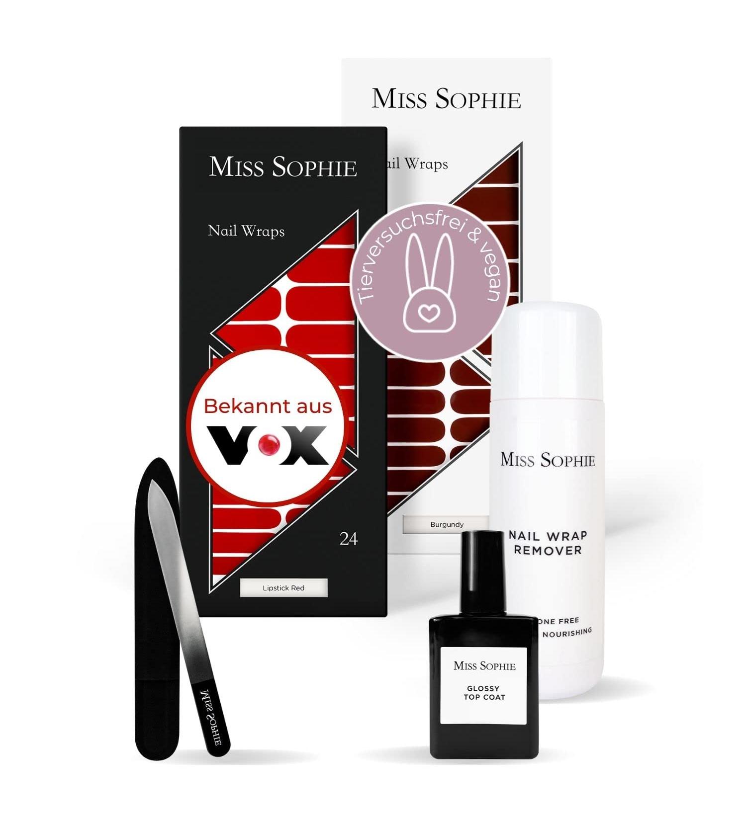 Original Miss Sophie s Starterset | Self-Adhesive Nail Foils & Stickers in Burgundy & Lipstick Red | Fast & Simple Application | Premium Nail Polish Foil Set - Buy Online on GoSupps.com