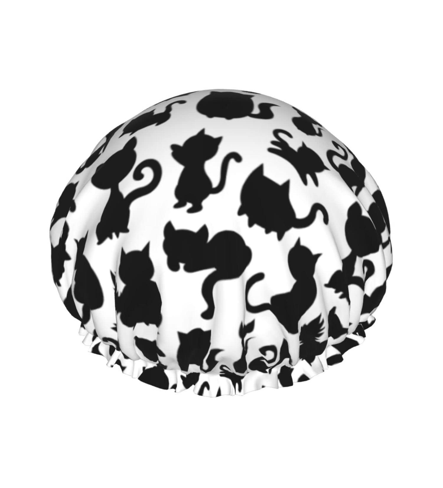 Cats Waterproof Reusable Shower Cap for Women - Double Layered PEVA Lining Hair Cap - Elastic and Colorful Design - Buy Online on GoSupps.com